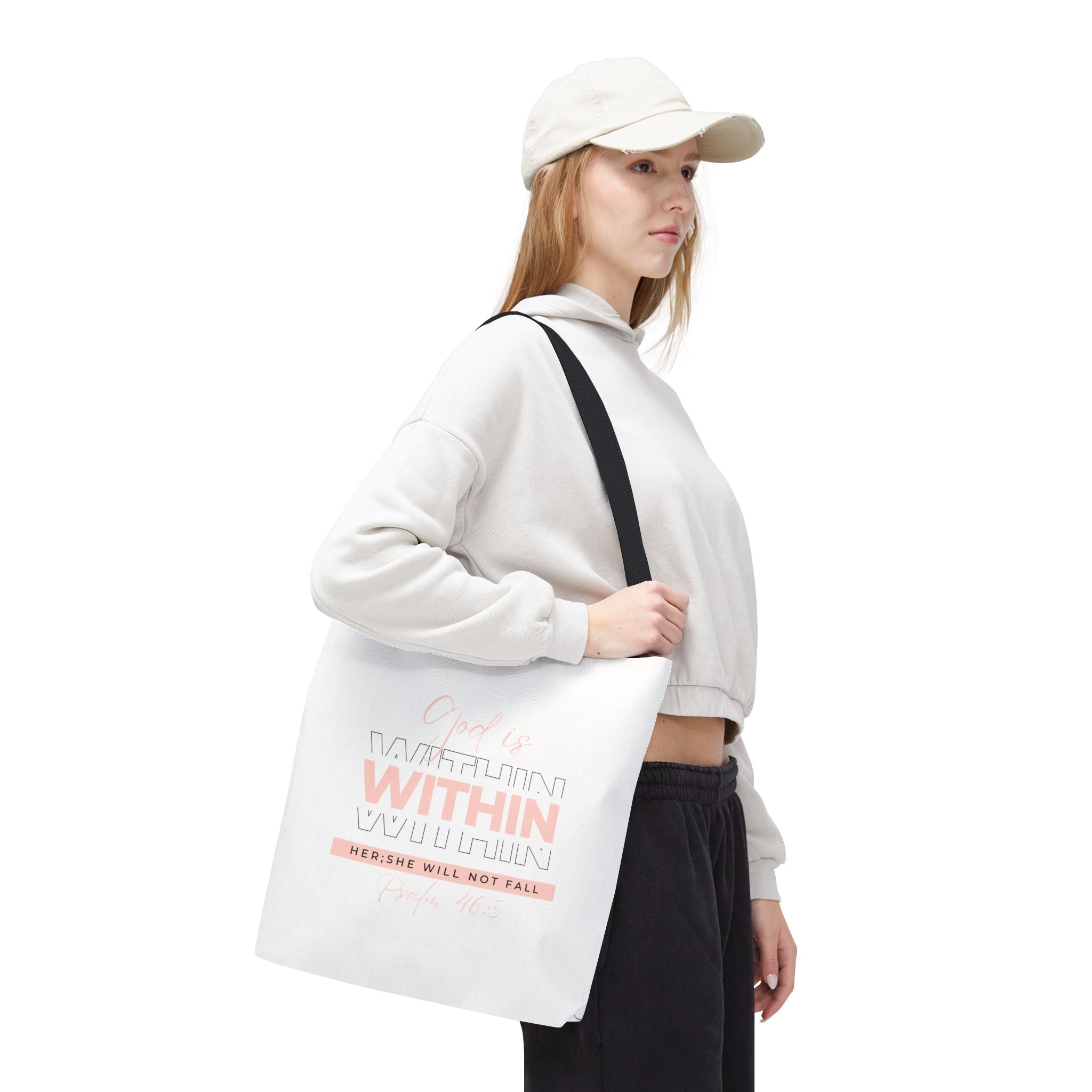 God Is Within Her Tote Bag – Psalm 46:5 Christian Scripture Tote for Women