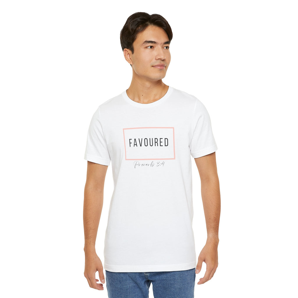 Favoured Christian T-Shirt – Proverbs 3:4 Scripture Tee | Faith-Based Unisex Shirt