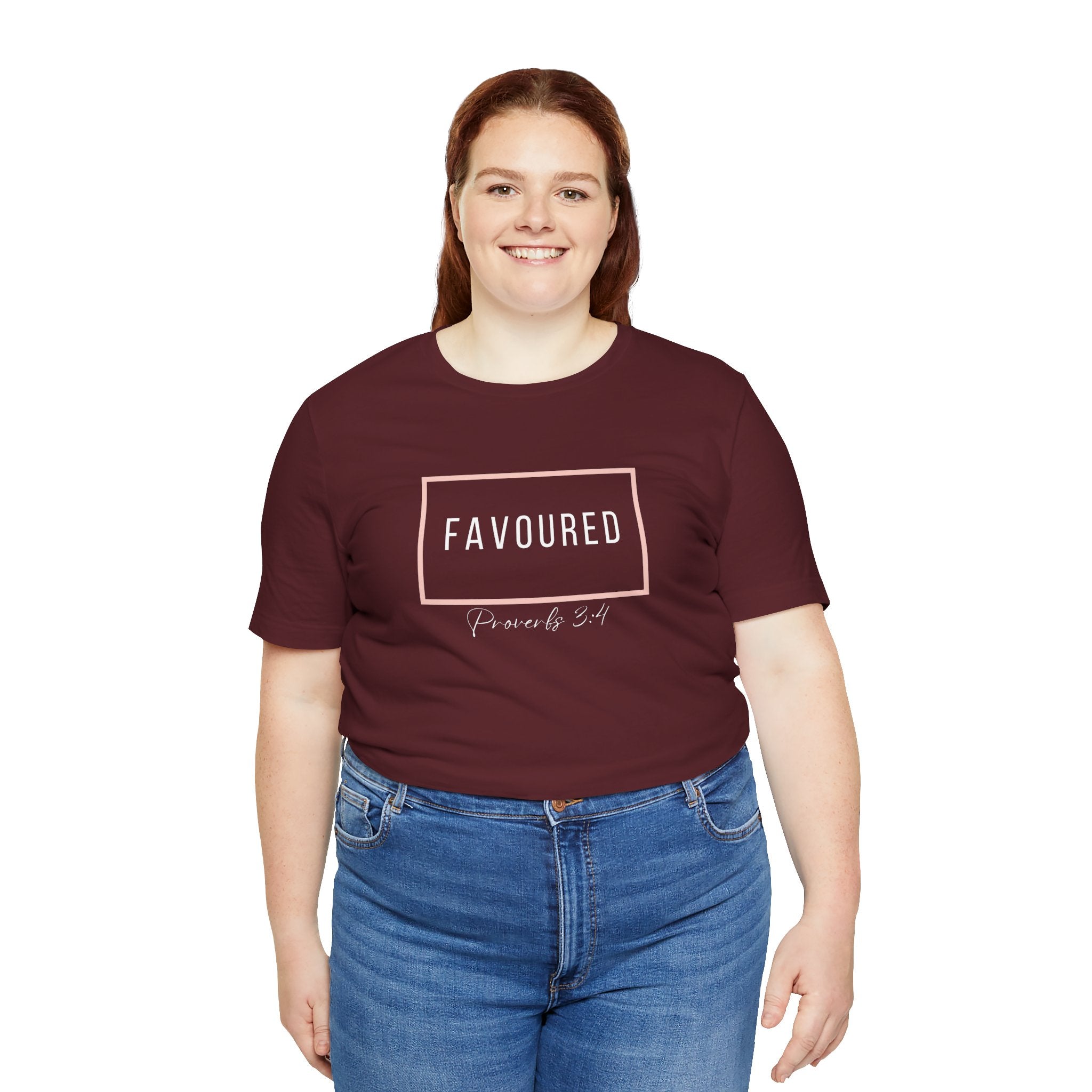 Favoured Christian T-Shirt – Proverbs 3:4 Scripture Tee | Faith-Based Unisex Shirt