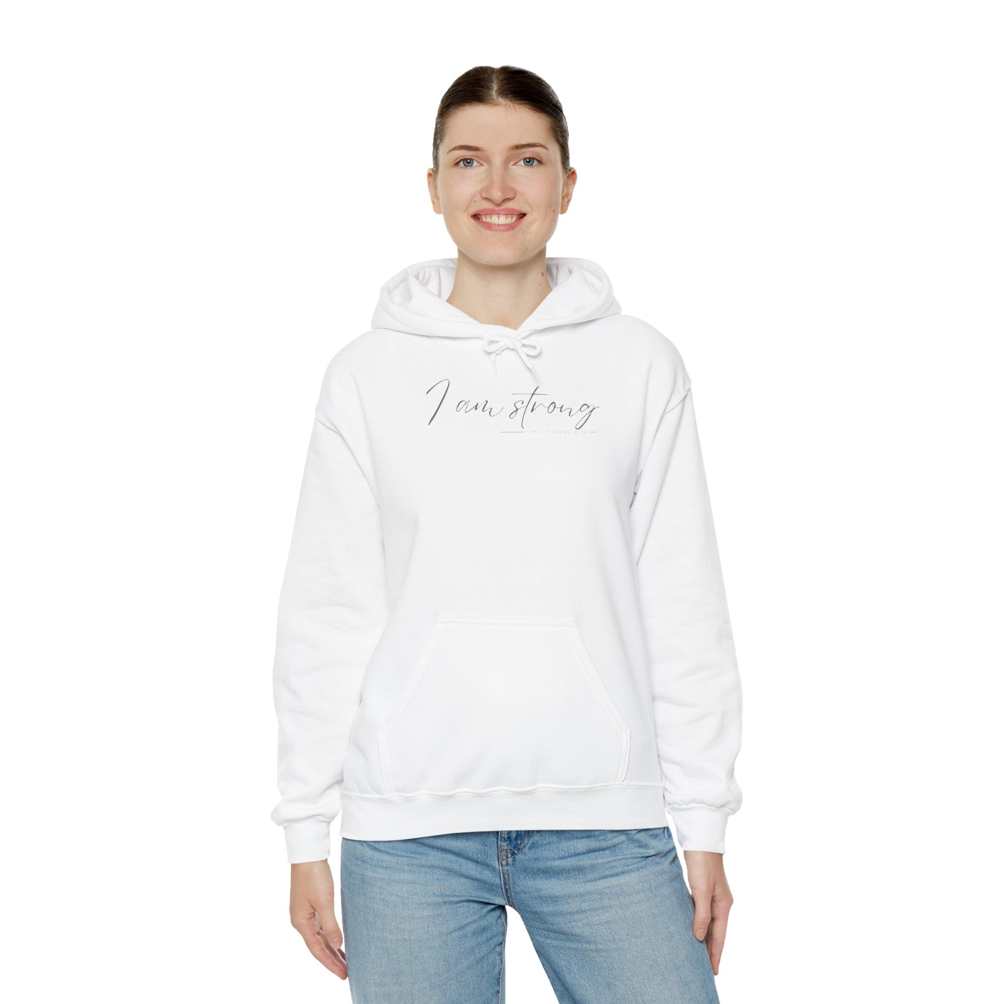 I Am Strong Hoodie – Philippians 4:13 Christian Unisex Faith Sweatshirt