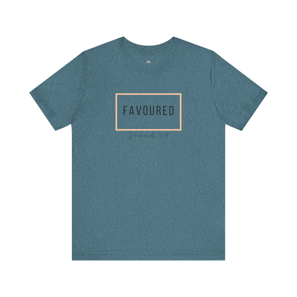 Favoured Christian T-Shirt – Proverbs 3:4 Scripture Tee | Faith-Based Unisex Shirt