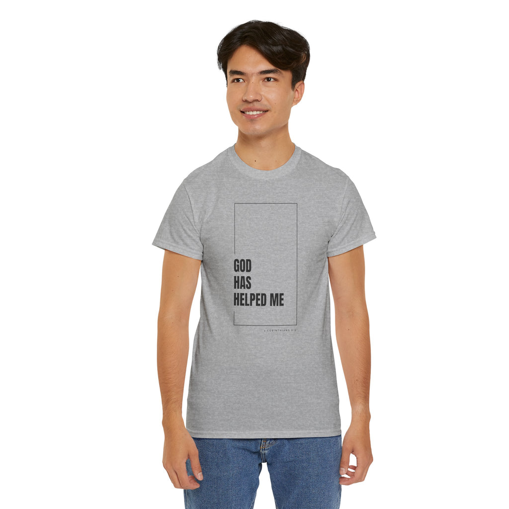 God Has Helped Me Christian T-Shirt – 2 Corinthians 6:2 Faith Tee | Unisex Heavy Cotton Shirt