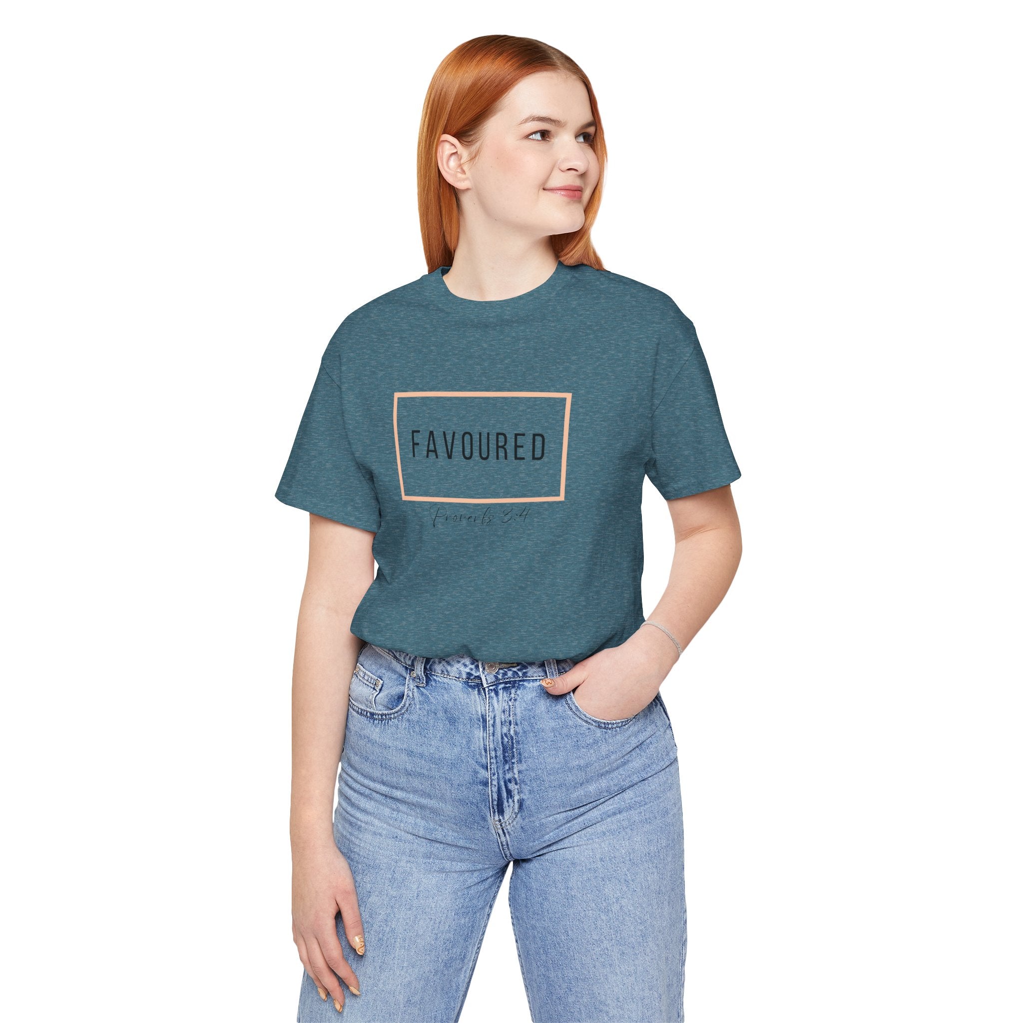 Favoured Christian T-Shirt – Proverbs 3:4 Scripture Tee | Faith-Based Unisex Shirt