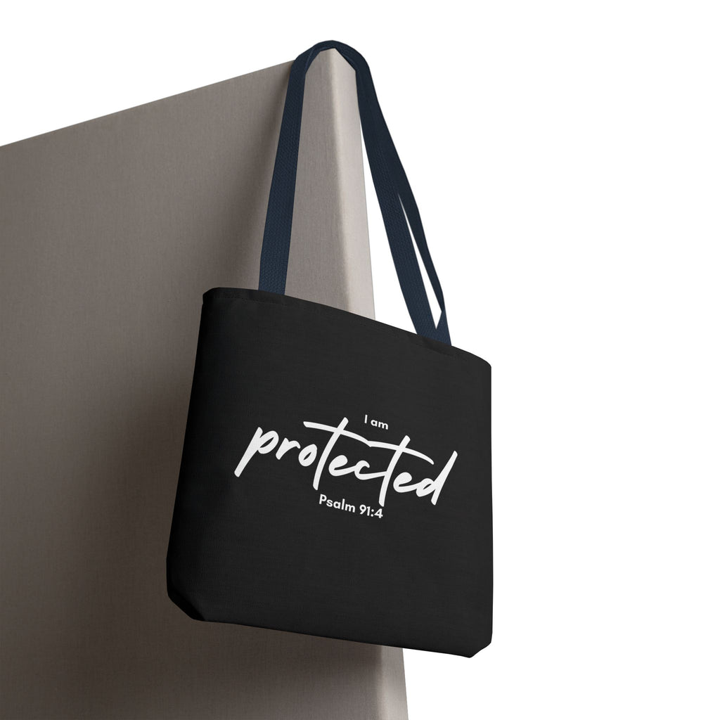 I Am Protected Tote Bag — Psalm 91:4 Christian Scripture Canvas Tote | Faith-Based Carryall