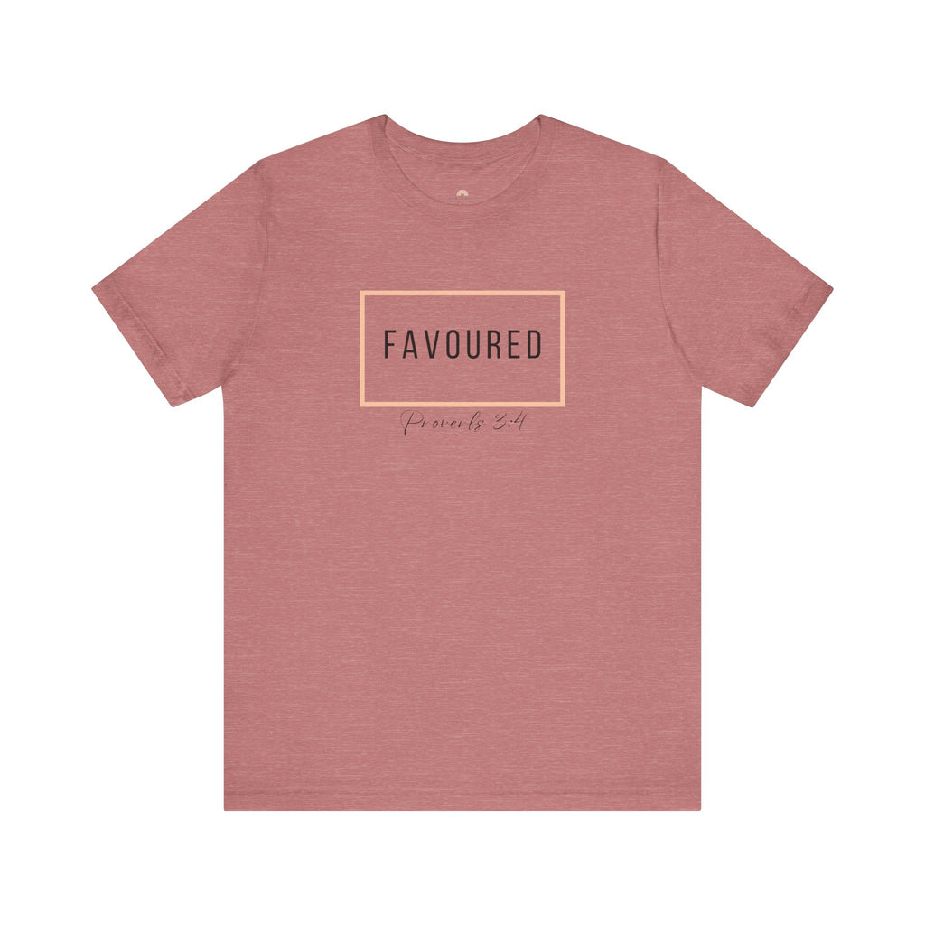 Favoured Christian T-Shirt – Proverbs 3:4 Scripture Tee | Faith-Based Unisex Shirt