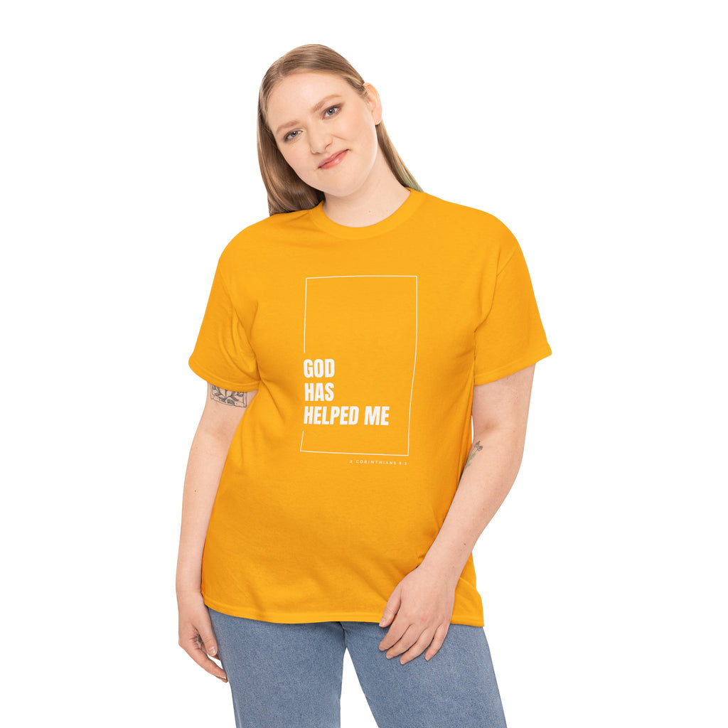God Has Helped Me Christian T-Shirt – 2 Corinthians 6:2 Faith Tee | Unisex Heavy Cotton Shirt