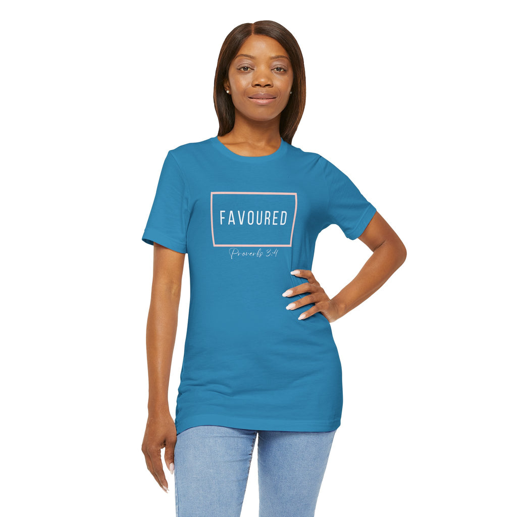 Favoured Christian T-Shirt – Proverbs 3:4 Scripture Tee | Faith-Based Unisex Shirt
