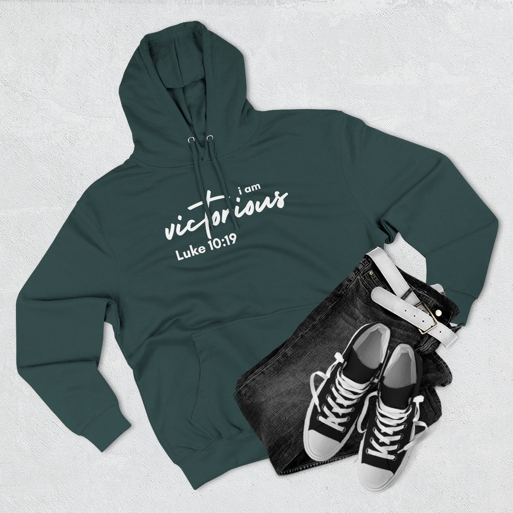 I Am Victorious Hoodie — Luke 10:19 Christian Scripture Fleece Pullover