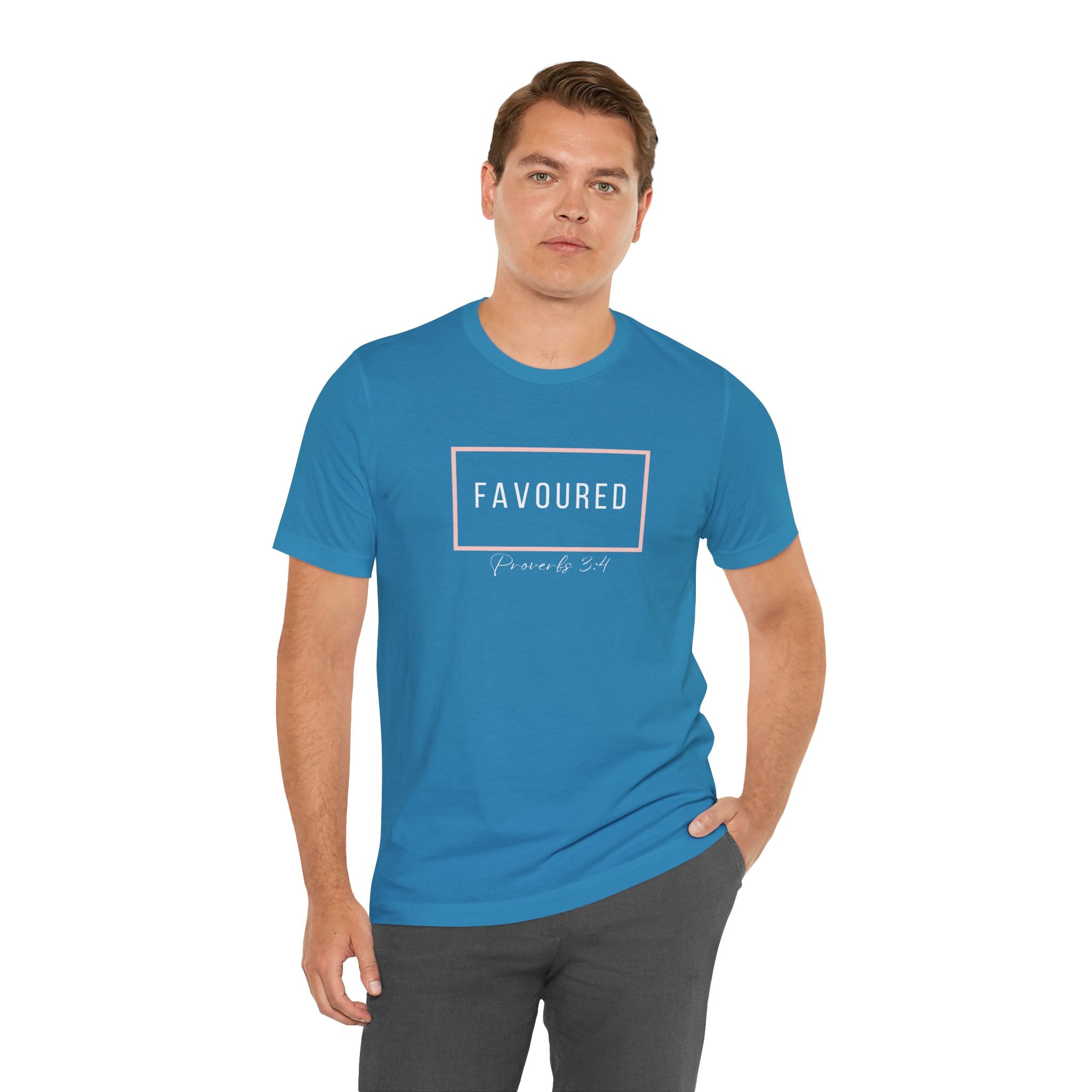 Favoured Christian T-Shirt – Proverbs 3:4 Scripture Tee | Faith-Based Unisex Shirt