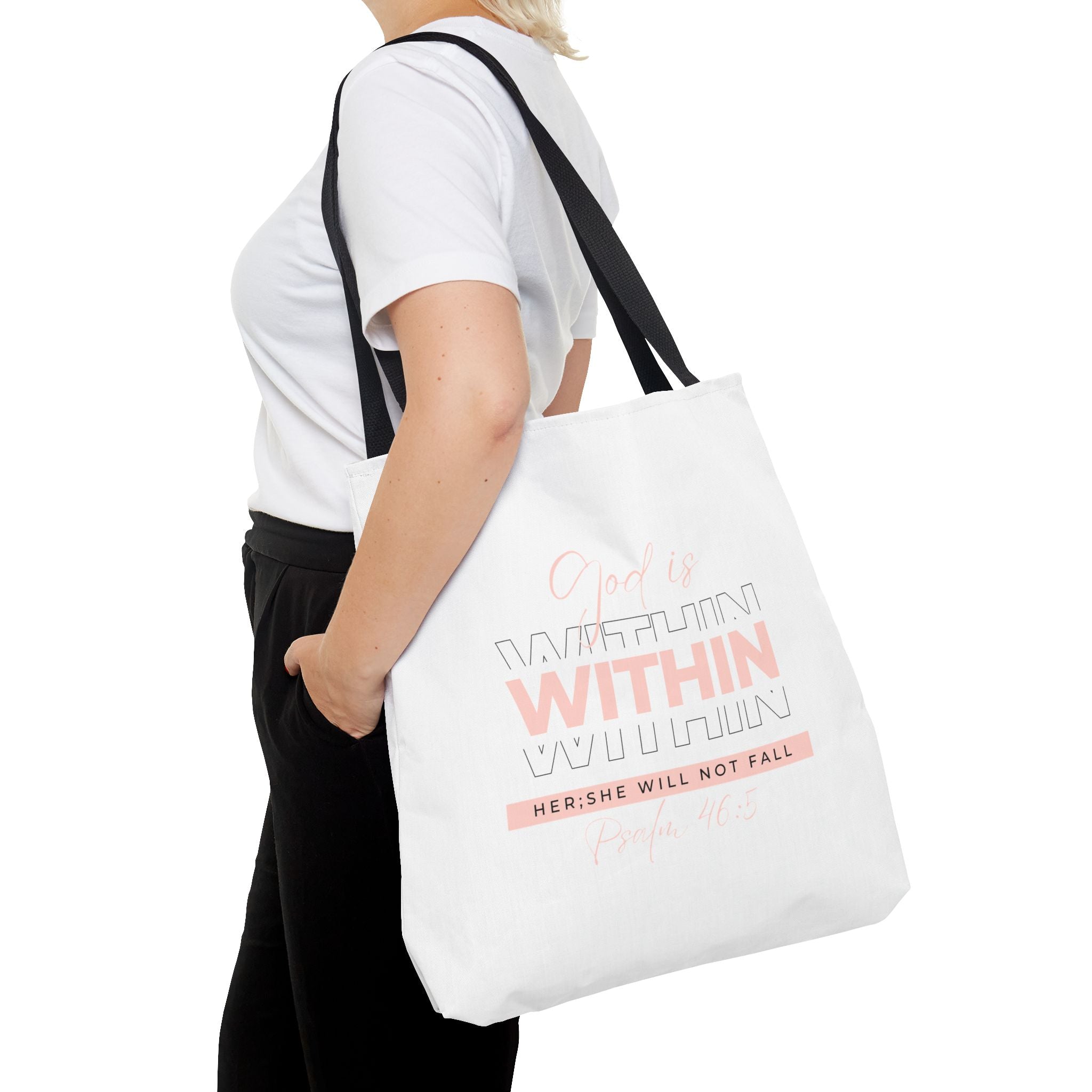 God Is Within Her Tote Bag – Psalm 46:5 Christian Scripture Tote for Women