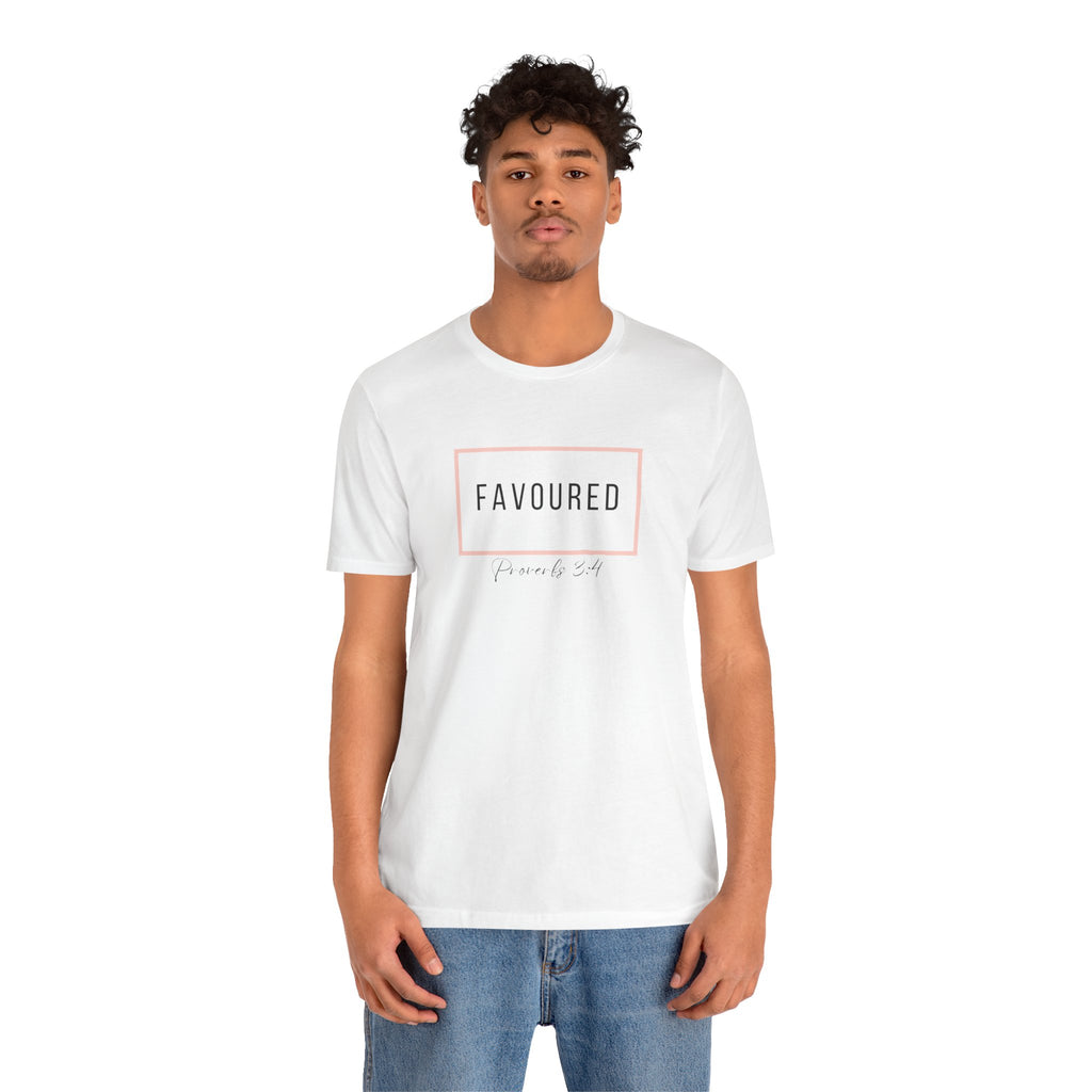 Favoured Christian T-Shirt – Proverbs 3:4 Scripture Tee | Faith-Based Unisex Shirt