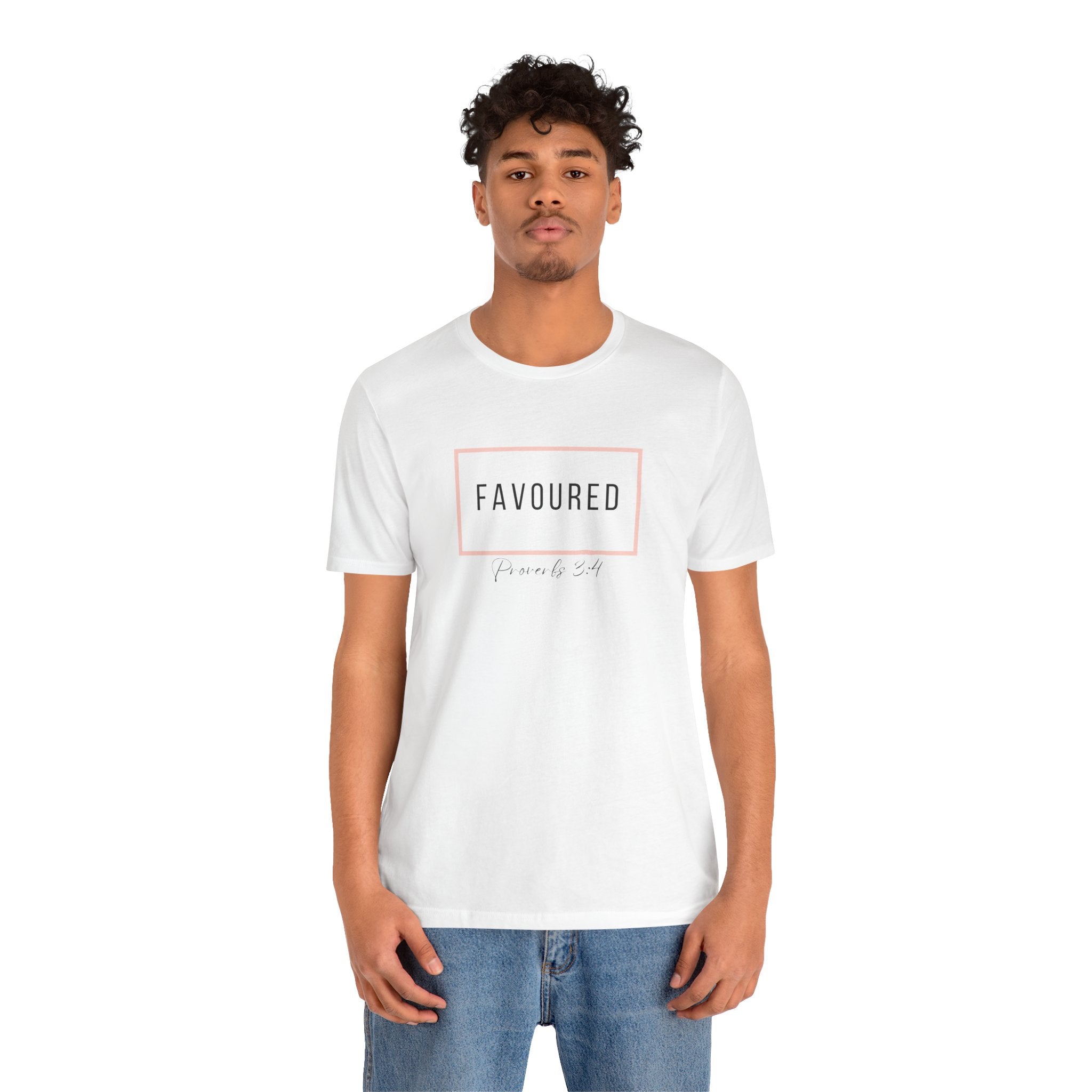 Favoured Christian T-Shirt – Proverbs 3:4 Scripture Tee | Faith-Based Unisex Shirt