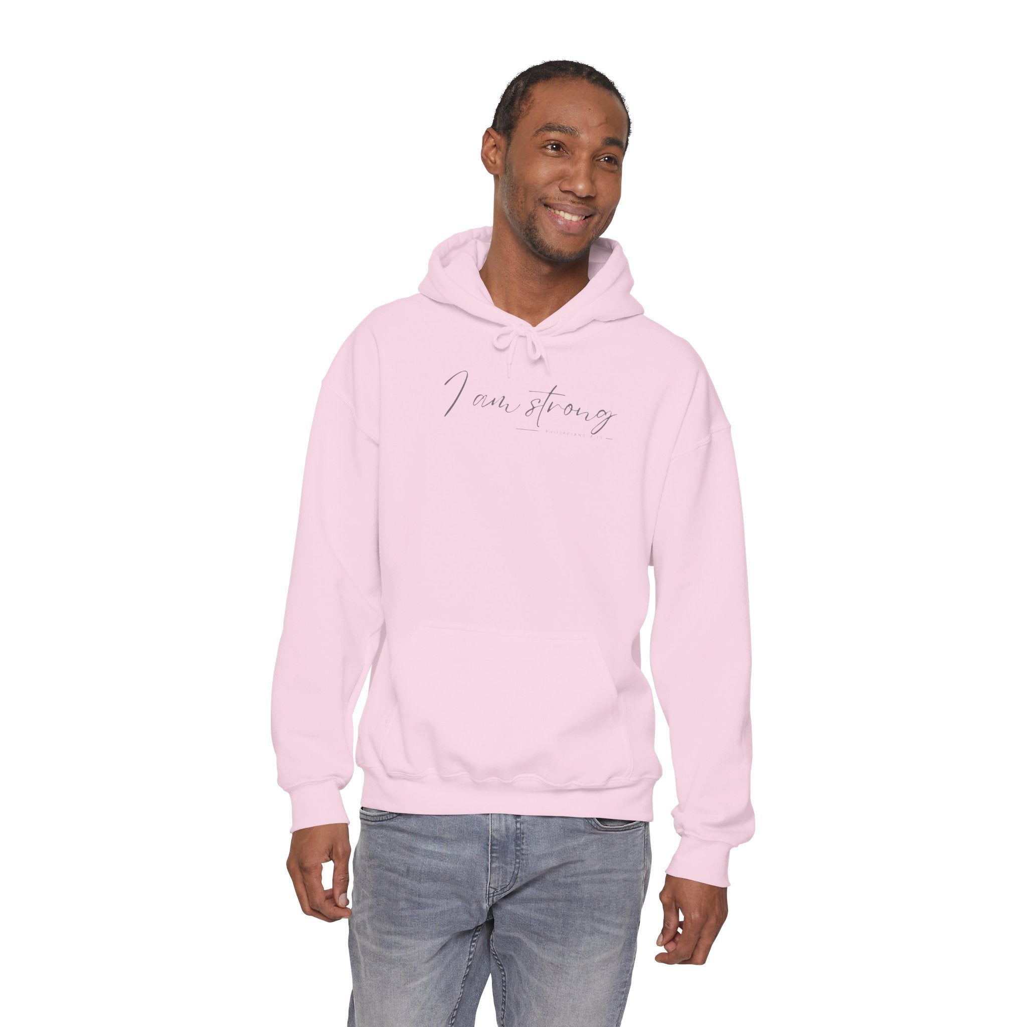 I Am Strong Hoodie – Philippians 4:13 Christian Unisex Faith Sweatshirt