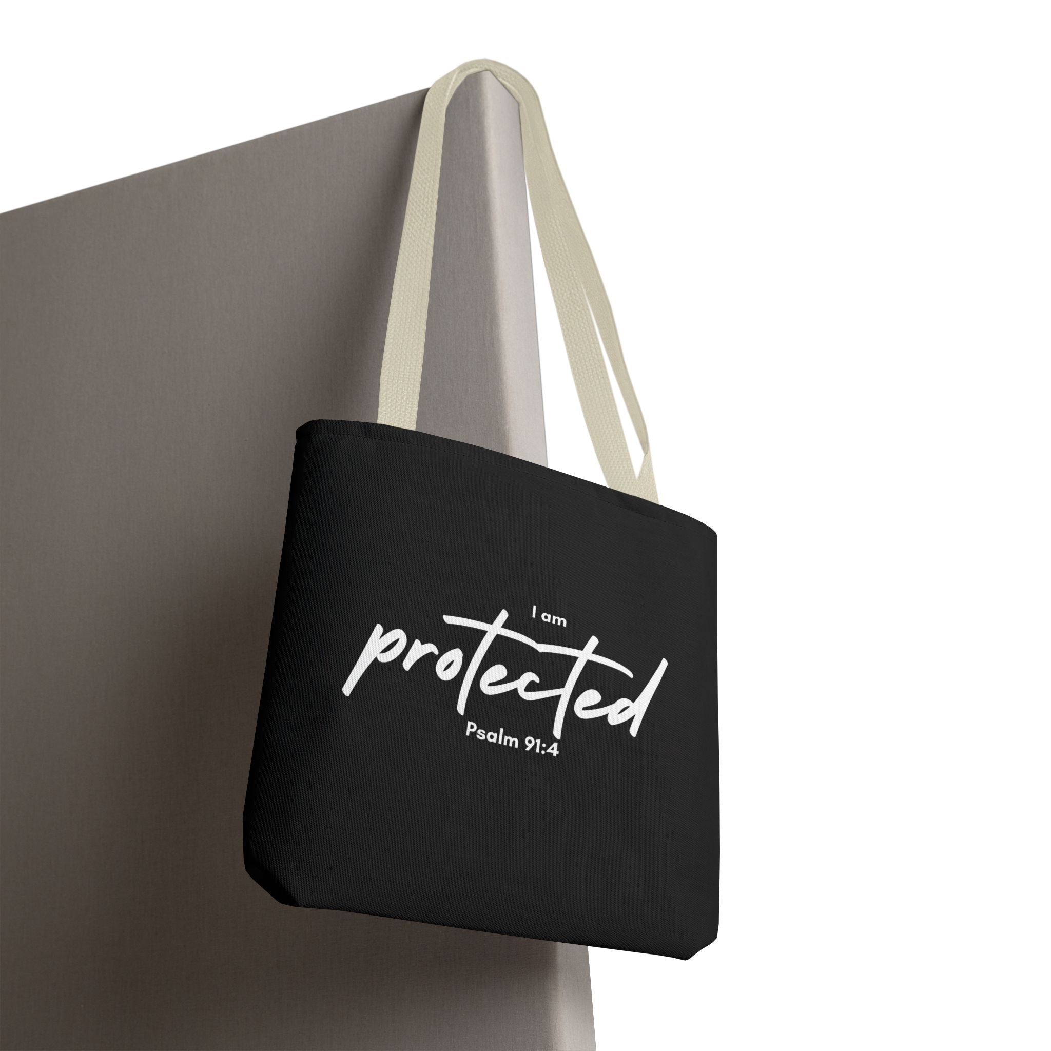 I Am Protected Tote Bag — Psalm 91:4 Christian Scripture Canvas Tote | Faith-Based Carryall