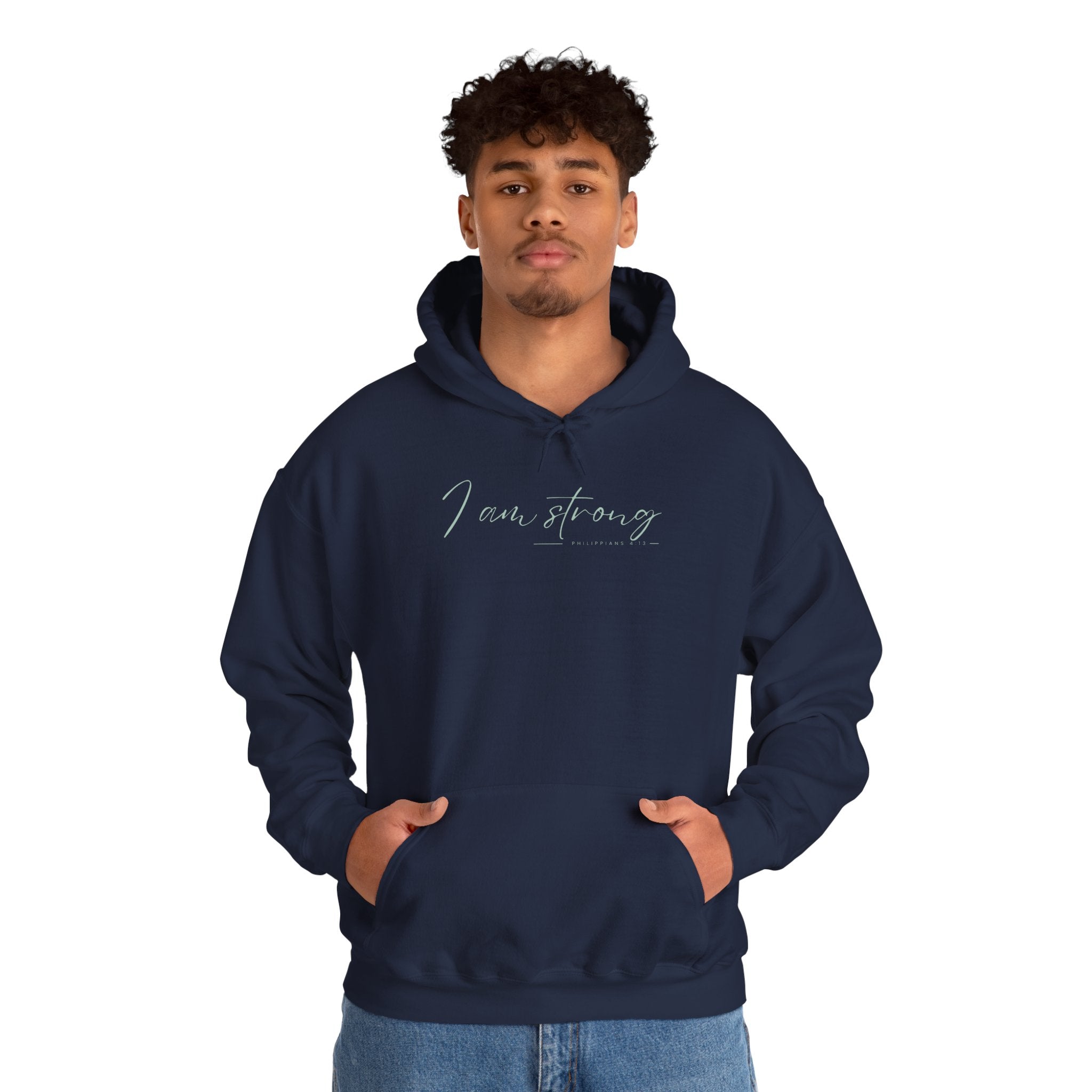I Am Strong Hoodie – Philippians 4:13 Christian Unisex Faith Sweatshirt