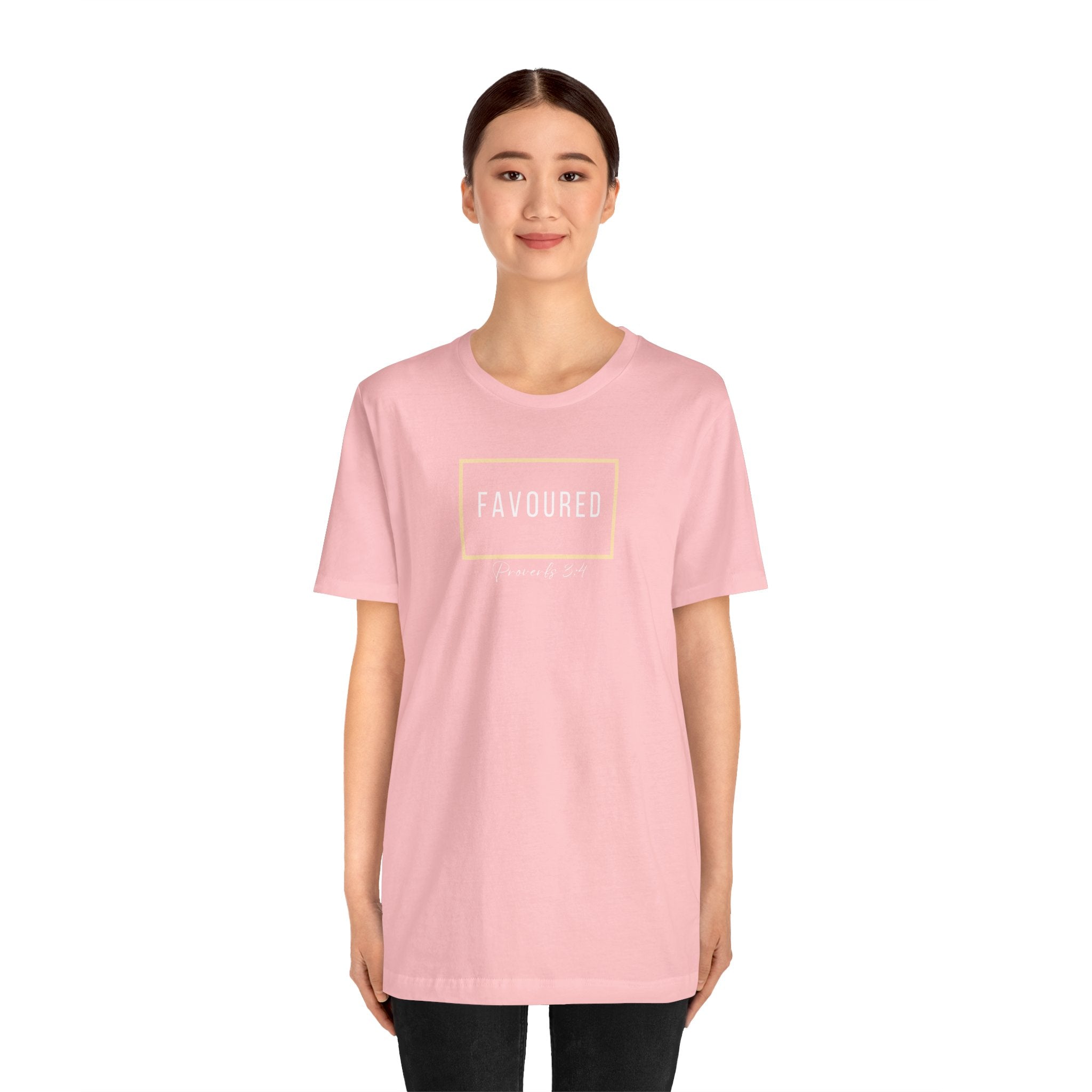 Favoured Christian T-Shirt – Proverbs 3:4 Scripture Tee | Faith-Based Unisex Shirt