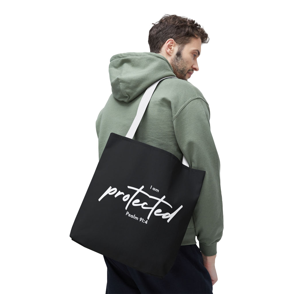 I Am Protected Tote Bag — Psalm 91:4 Christian Scripture Canvas Tote | Faith-Based Carryall