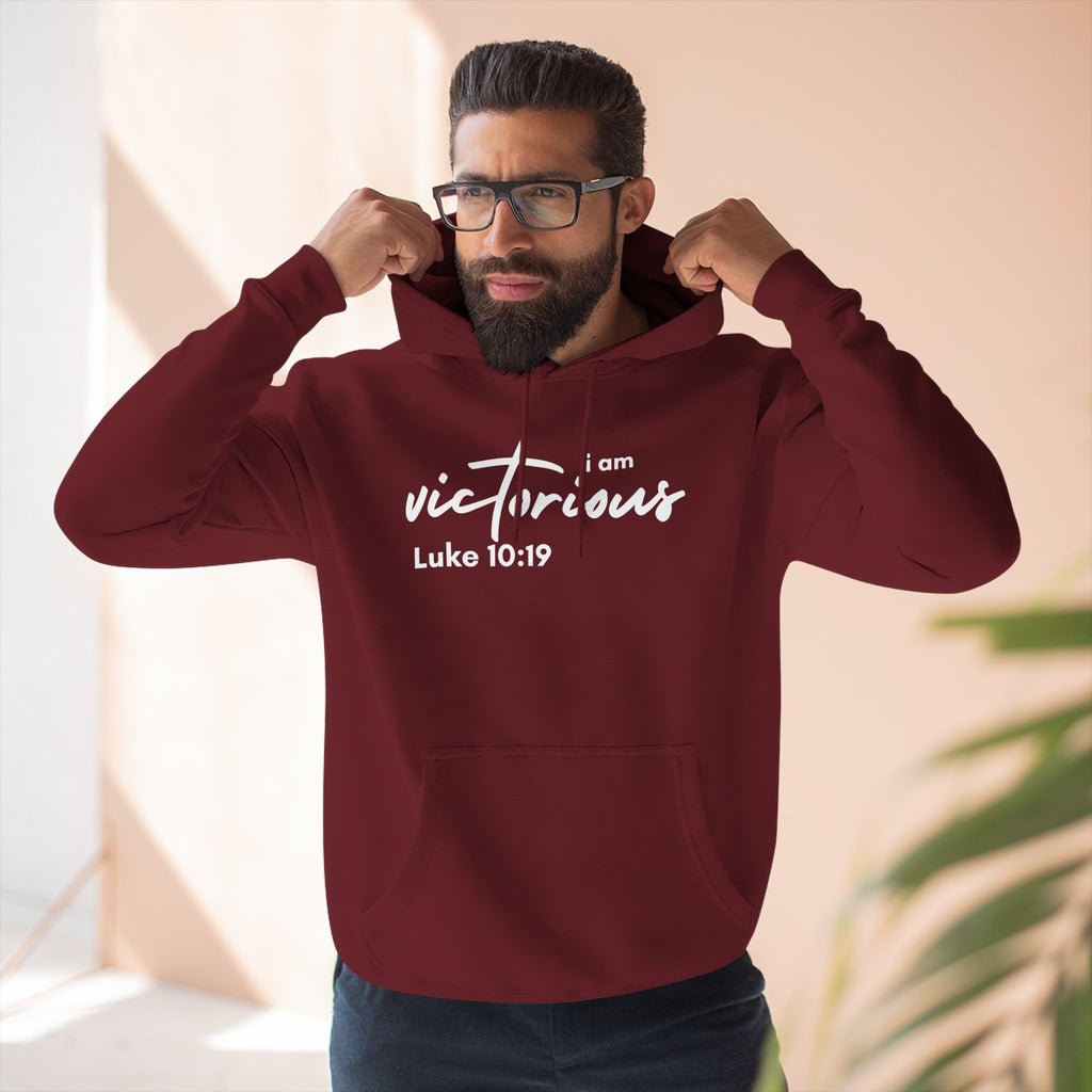 I Am Victorious Hoodie — Luke 10:19 Christian Scripture Fleece Pullover