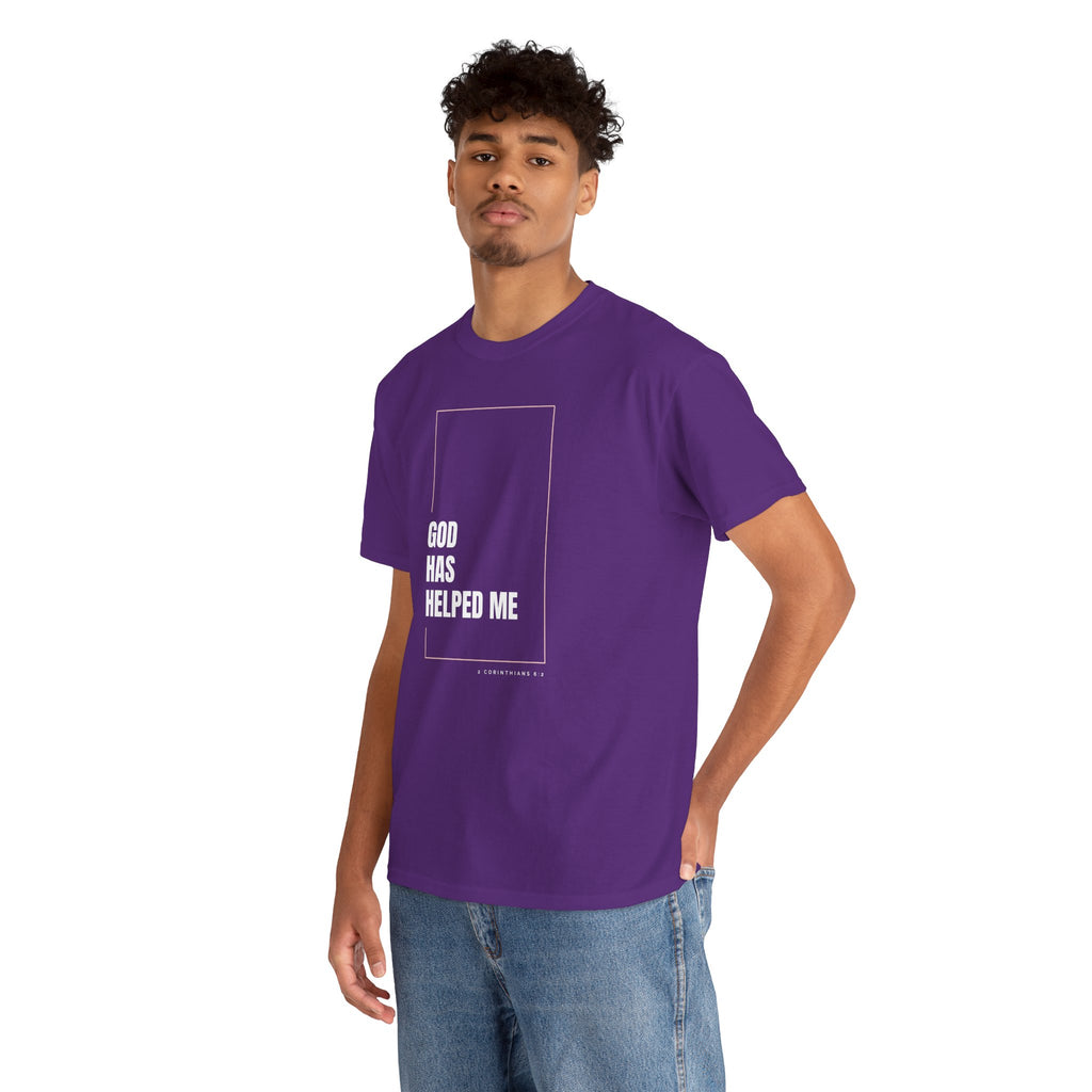 God Has Helped Me Christian T-Shirt – 2 Corinthians 6:2 Faith Tee | Unisex Heavy Cotton Shirt