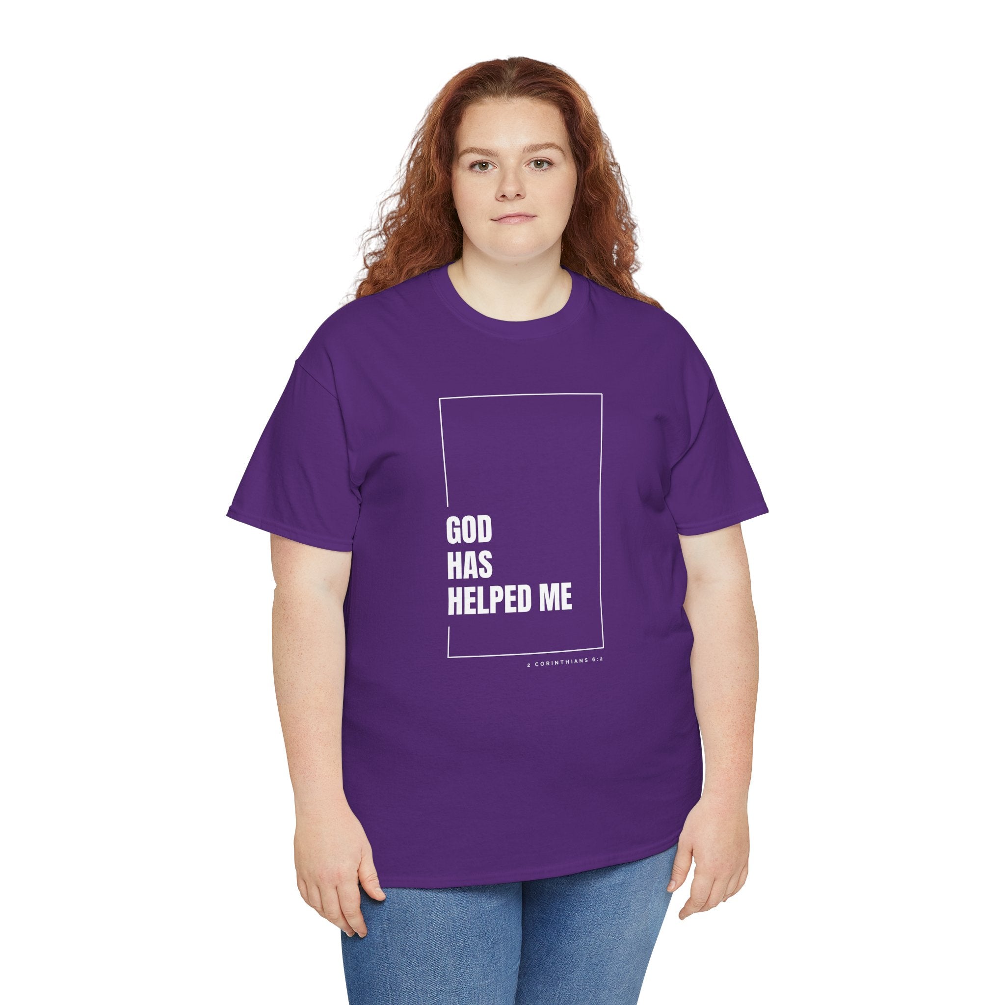 God Has Helped Me Christian T-Shirt – 2 Corinthians 6:2 Faith Tee | Unisex Heavy Cotton Shirt