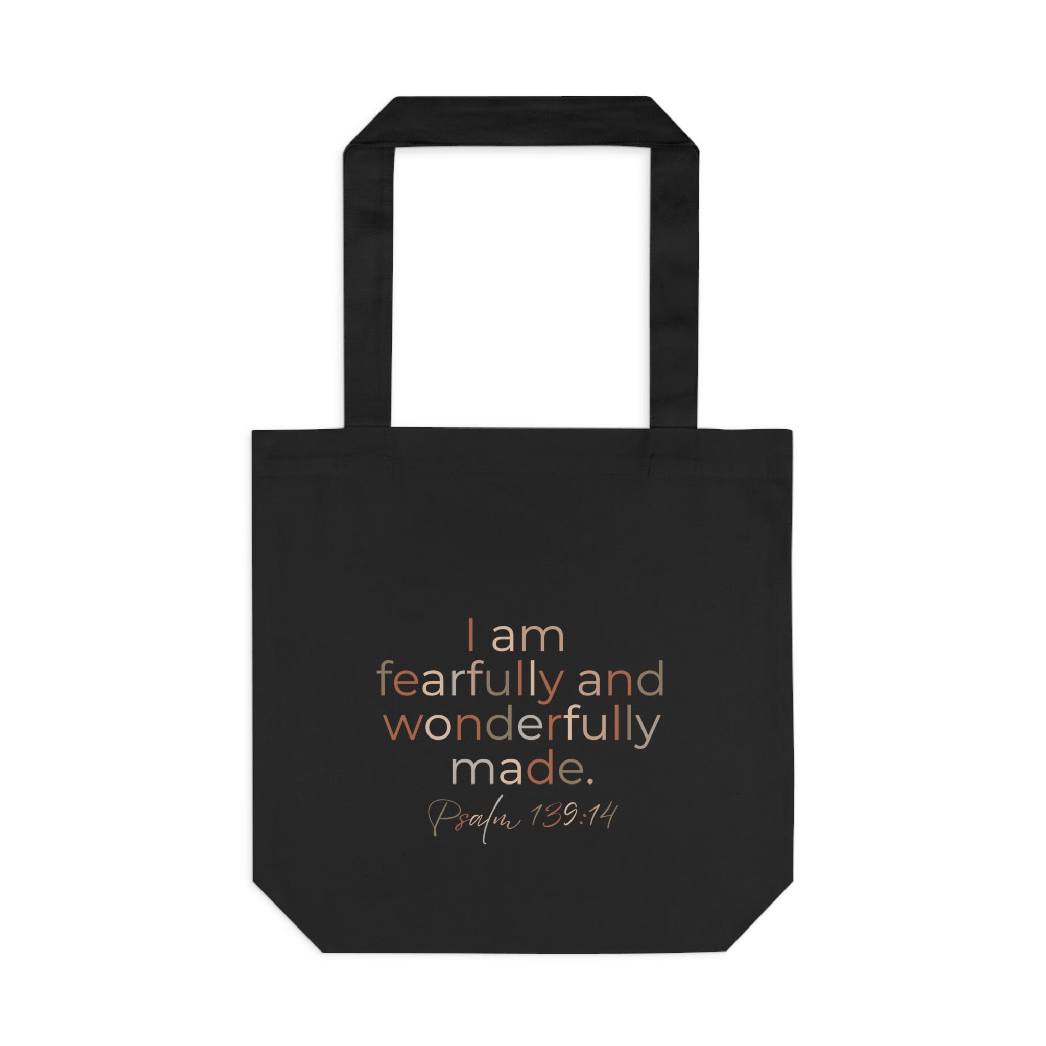 Fearfully & Wonderfully Made Tote Bag — Psalm 139:14 Christian Cotton Canvas Bag (Inspirational Scripture Tote)