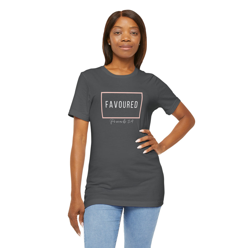 Favoured Christian T-Shirt – Proverbs 3:4 Scripture Tee | Faith-Based Unisex Shirt