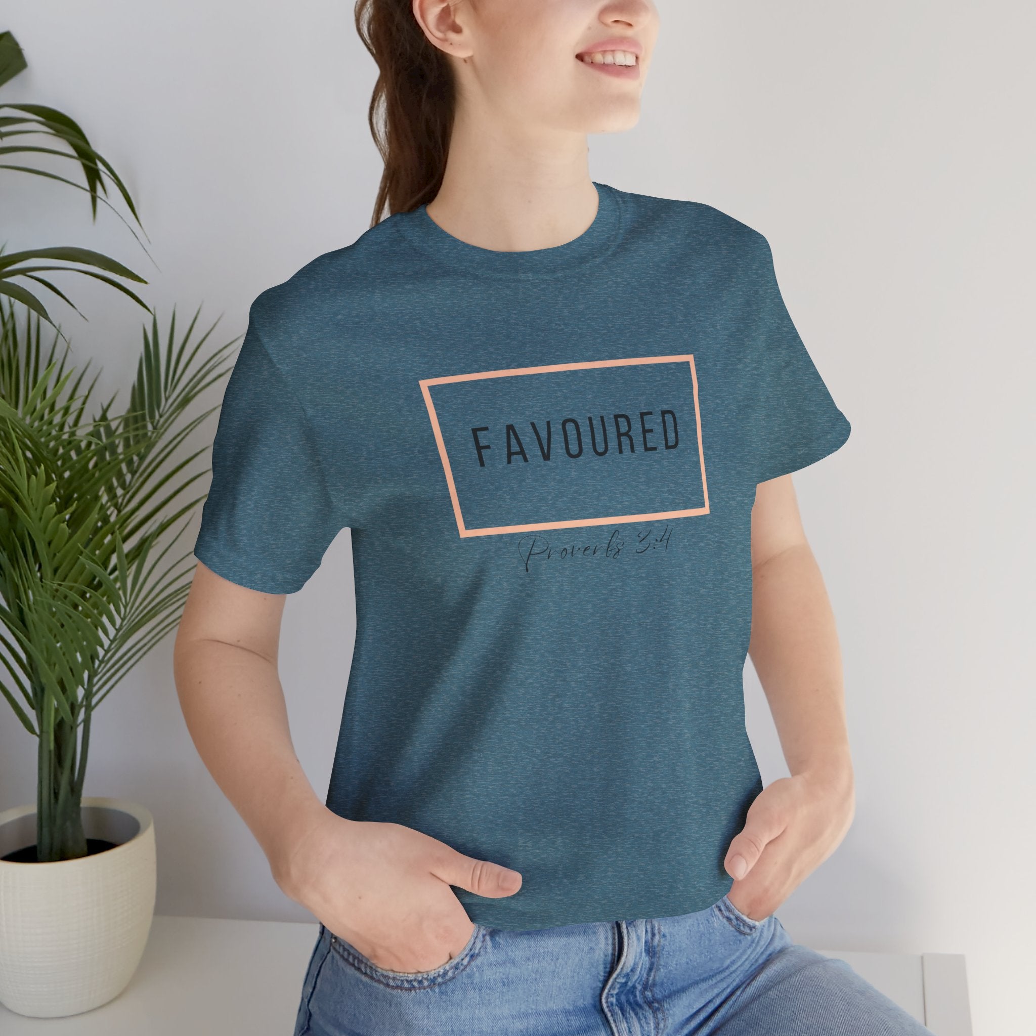 Favoured Christian T-Shirt – Proverbs 3:4 Scripture Tee | Faith-Based Unisex Shirt