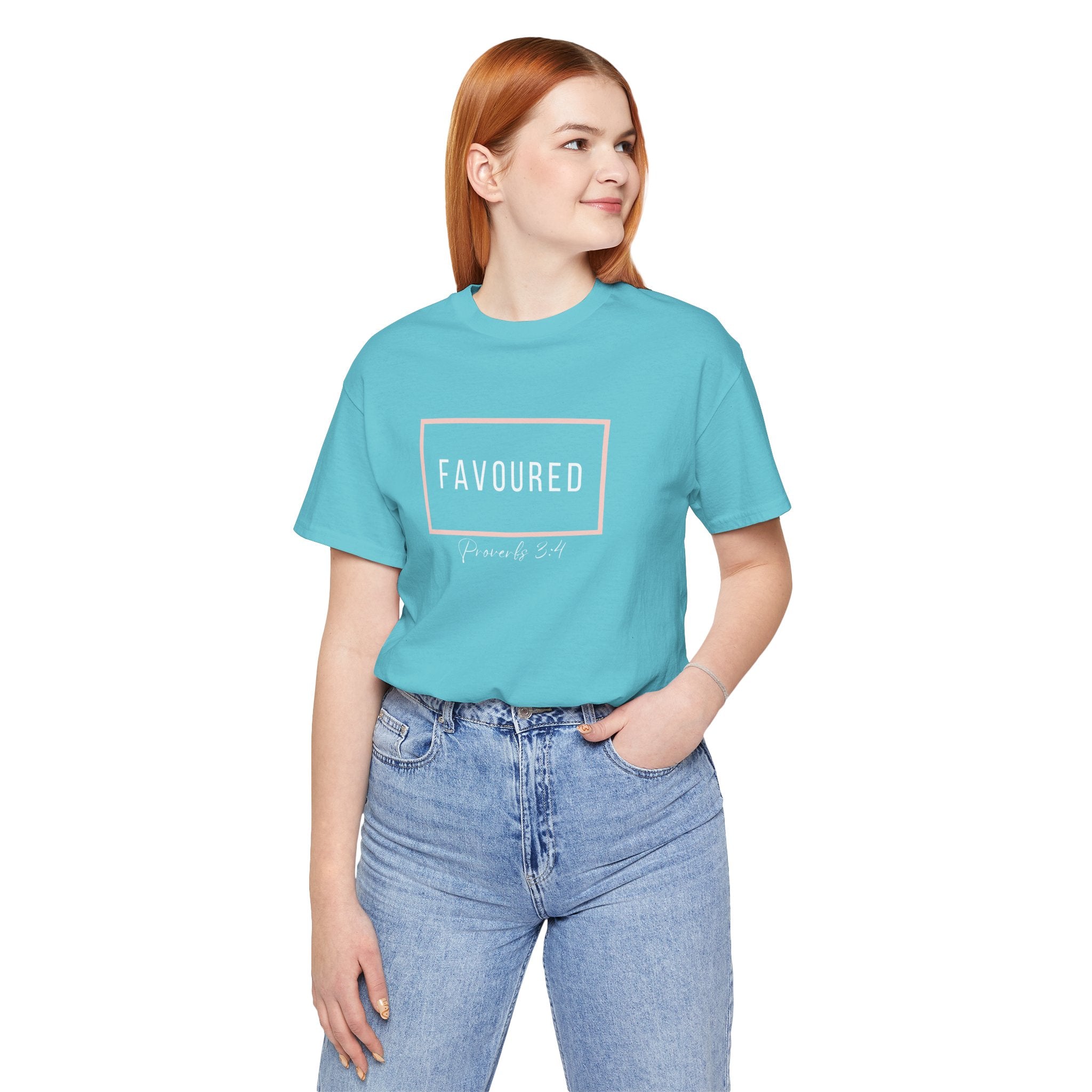 Favoured Christian T-Shirt – Proverbs 3:4 Scripture Tee | Faith-Based Unisex Shirt