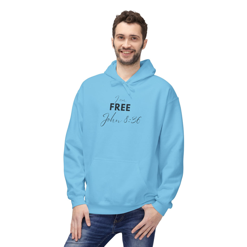 I Am Free Hoodie – John 8:36 Christian Scripture Hoodie | Faith-Based Inspirational Pullover