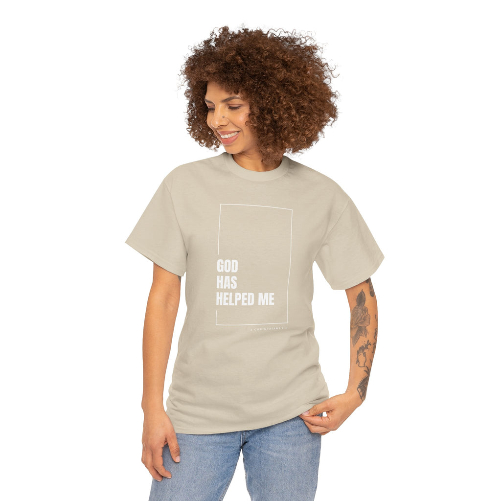 God Has Helped Me Christian T-Shirt – 2 Corinthians 6:2 Faith Tee | Unisex Heavy Cotton Shirt
