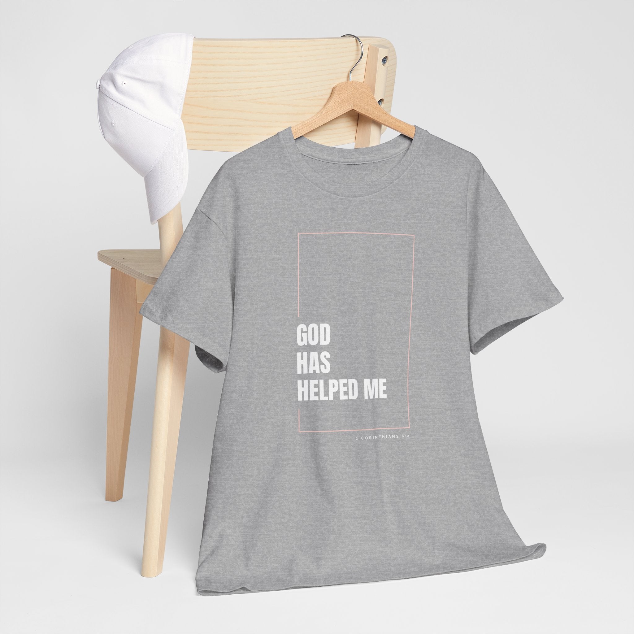 God Has Helped Me Christian T-Shirt – 2 Corinthians 6:2 Faith Tee | Unisex Heavy Cotton Shirt