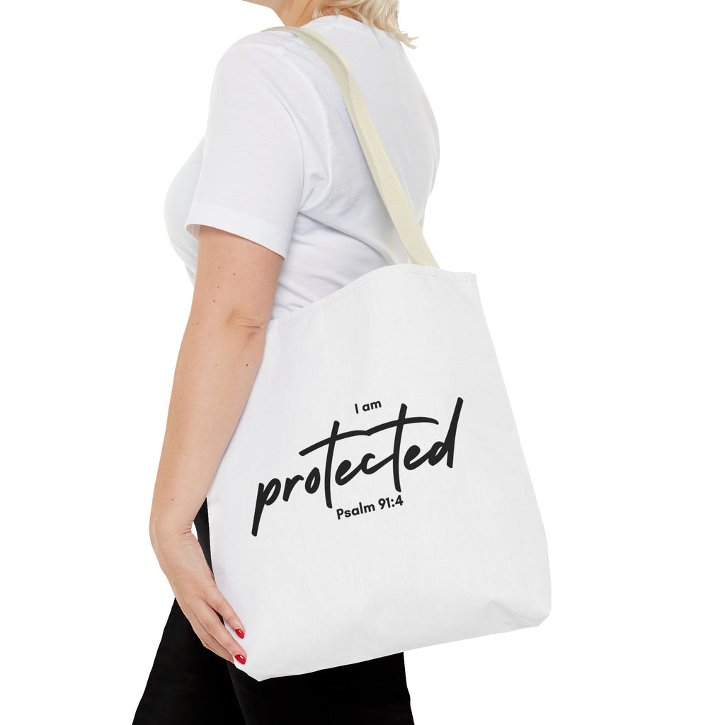 I Am Protected Tote Bag — Psalm 91:4 Christian Scripture Canvas Tote | Faith-Based Carryall