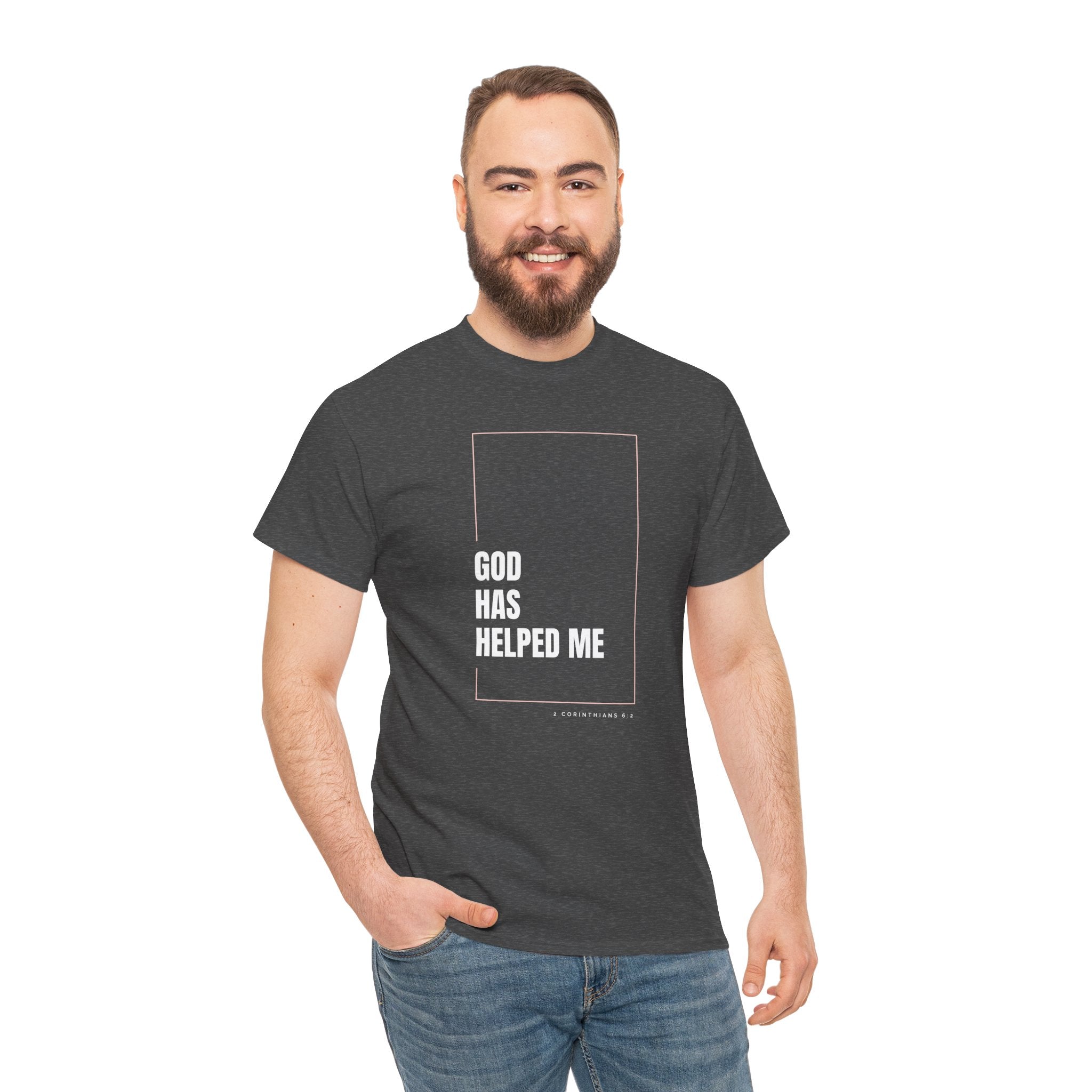 God Has Helped Me Christian T-Shirt – 2 Corinthians 6:2 Faith Tee | Unisex Heavy Cotton Shirt