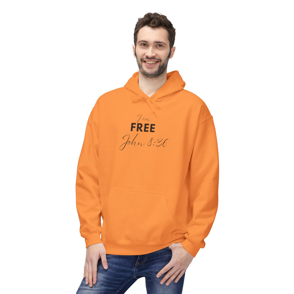 I Am Free Hoodie – John 8:36 Christian Scripture Hoodie | Faith-Based Inspirational Pullover
