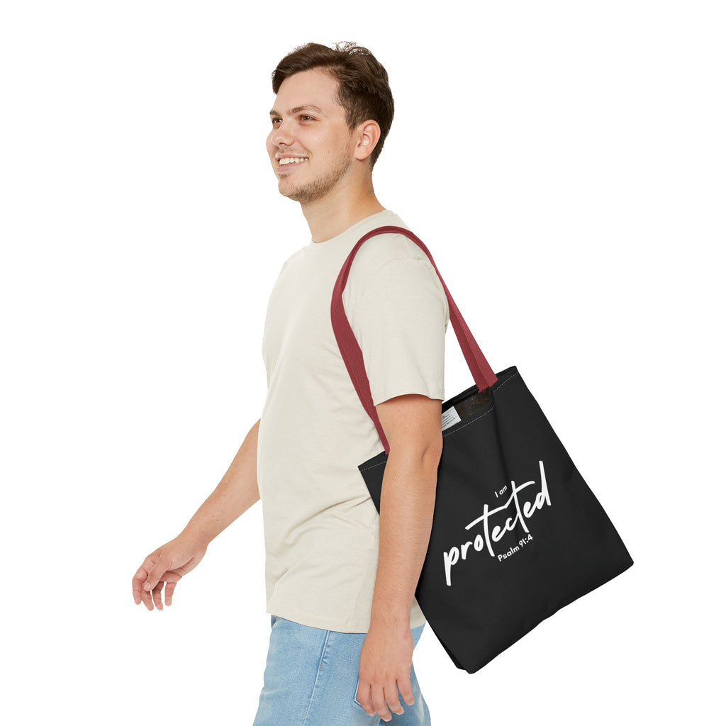 I Am Protected Tote Bag — Psalm 91:4 Christian Scripture Canvas Tote | Faith-Based Carryall