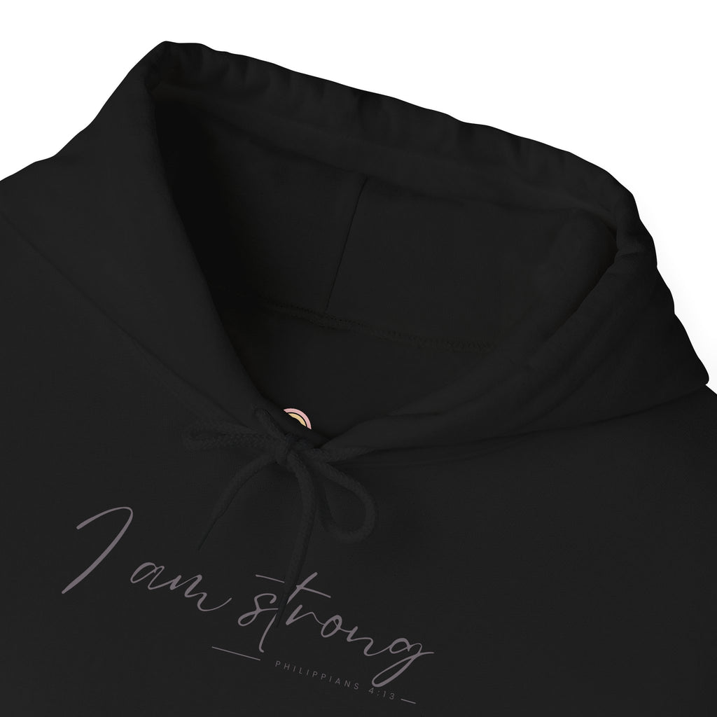 I Am Strong Hoodie – Philippians 4:13 Christian Unisex Faith Sweatshirt