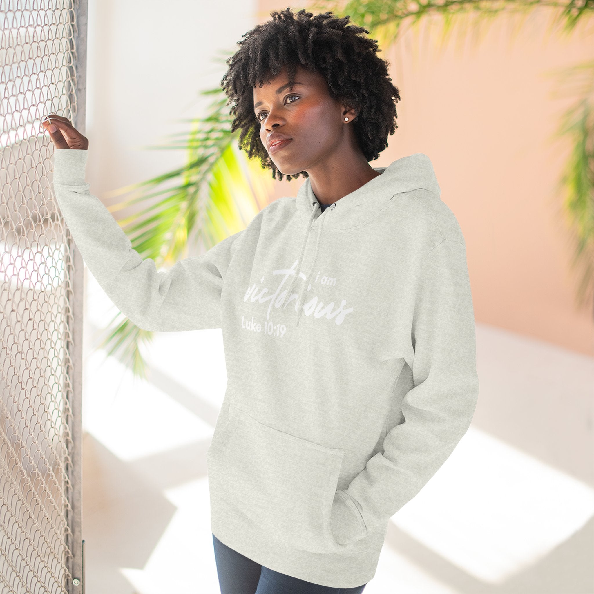I Am Victorious Hoodie — Luke 10:19 Christian Scripture Fleece Pullover