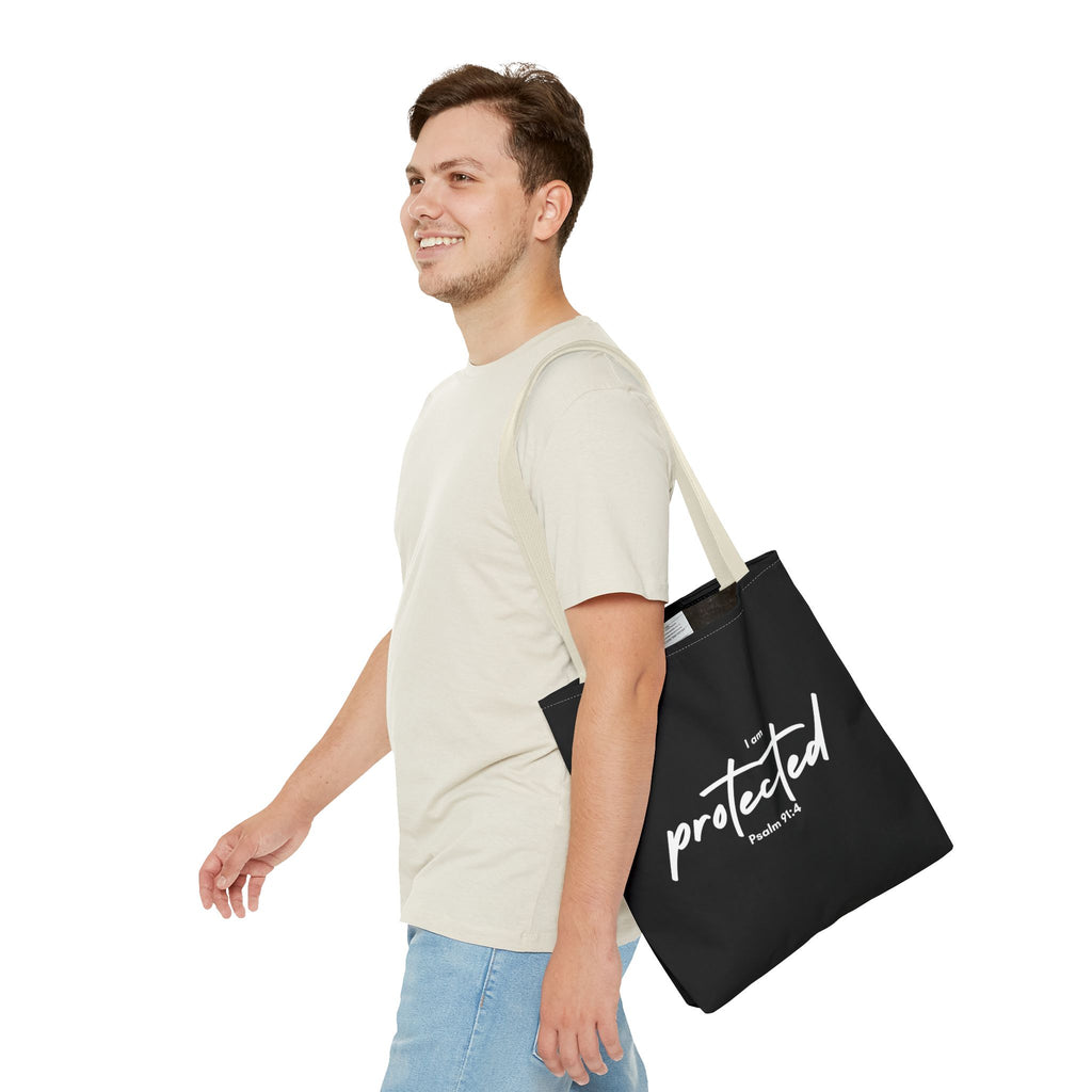 I Am Protected Tote Bag — Psalm 91:4 Christian Scripture Canvas Tote | Faith-Based Carryall