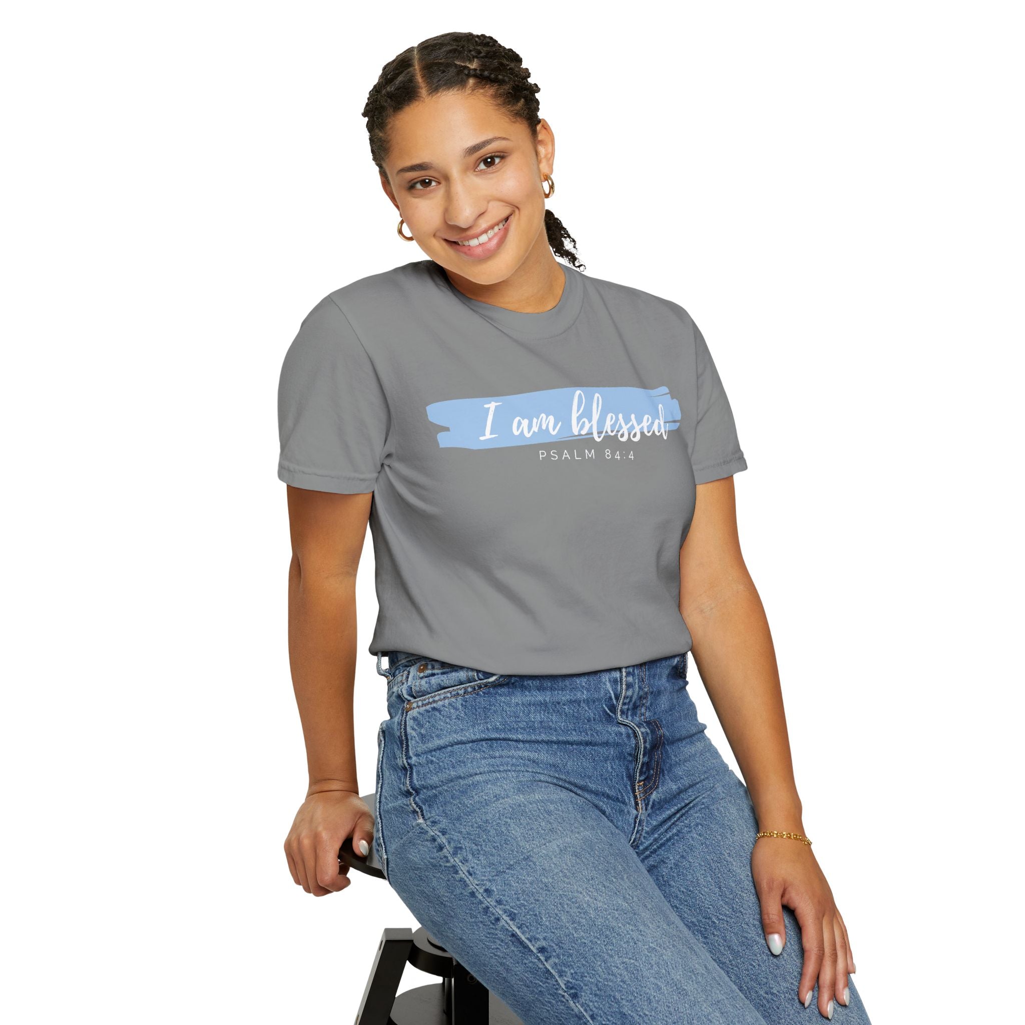 I Am Blessed Christian T-Shirt — Psalm 84:4 Scripture Tee | Garment-Dyed Faith Shirt