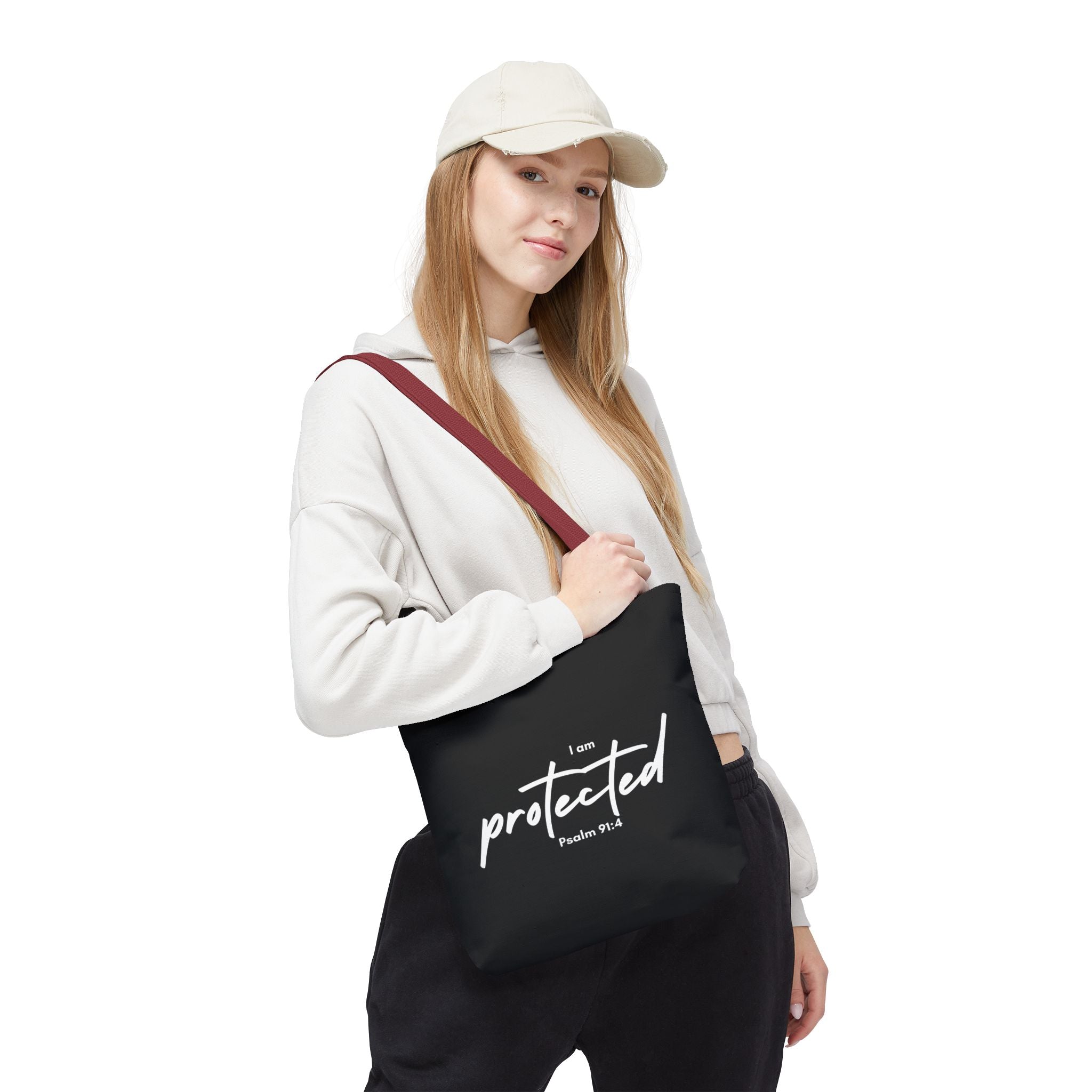 I Am Protected Tote Bag — Psalm 91:4 Christian Scripture Canvas Tote | Faith-Based Carryall