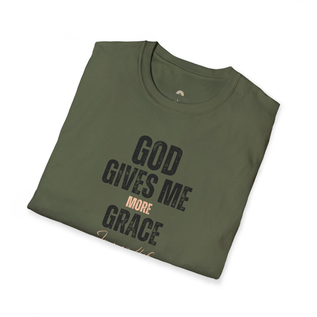 God Gives Me More Grace T-Shirt — James 4:6 Christian Scripture Tee