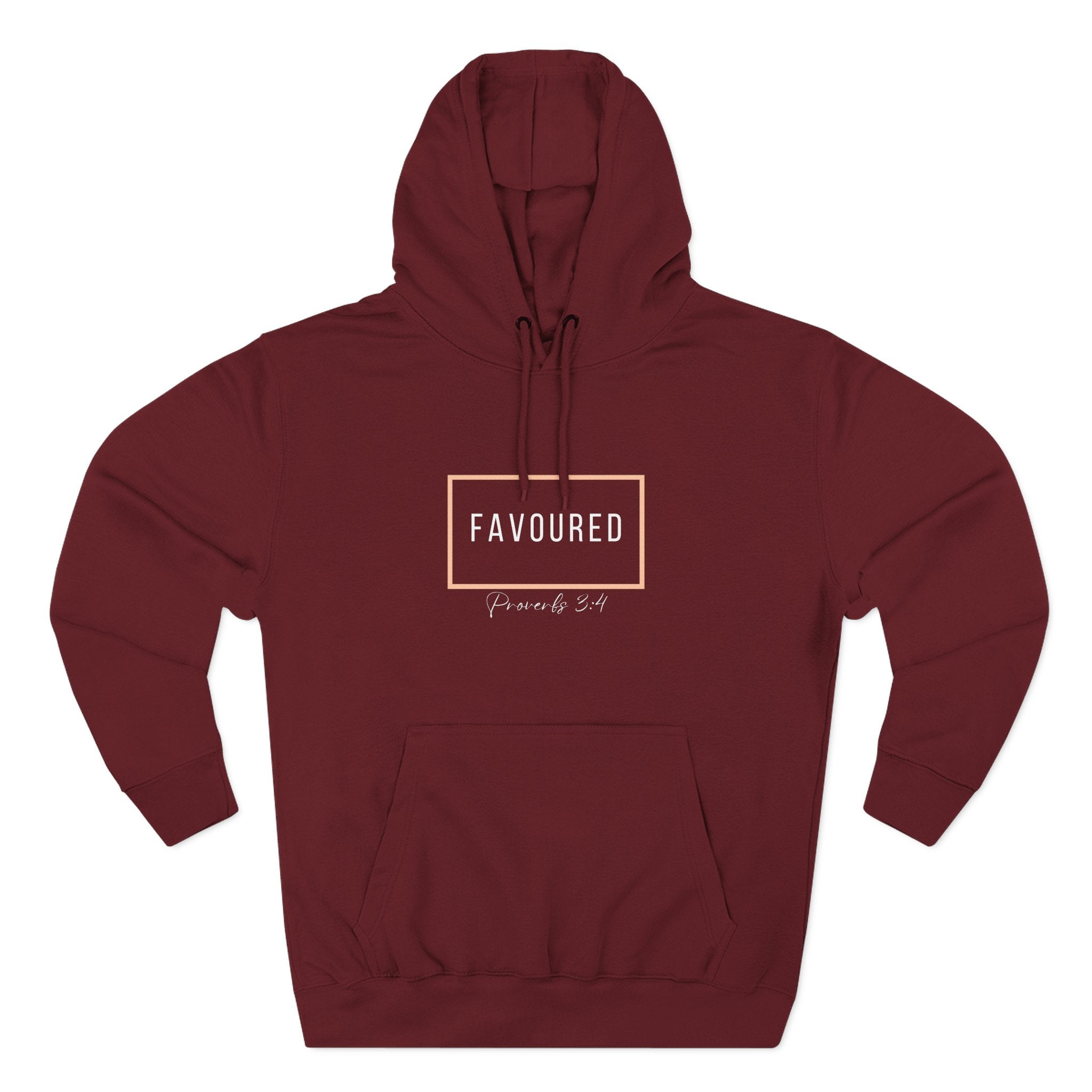 Favoured Christian Hoodie – Proverbs 3:4 Scripture Minimalist Hoodie | Faith-Based Unisex Fleece Pullover