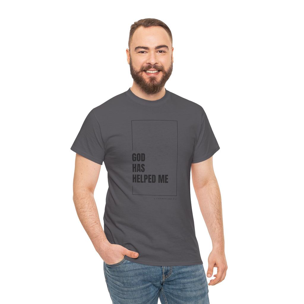God Has Helped Me Christian T-Shirt – 2 Corinthians 6:2 Faith Tee | Unisex Heavy Cotton Shirt