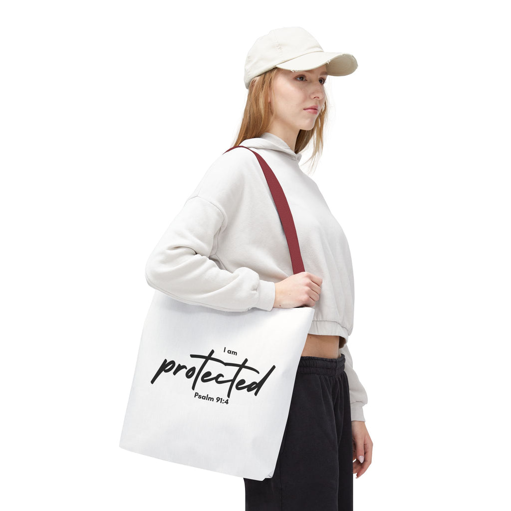 I Am Protected Tote Bag — Psalm 91:4 Christian Scripture Canvas Tote | Faith-Based Carryall