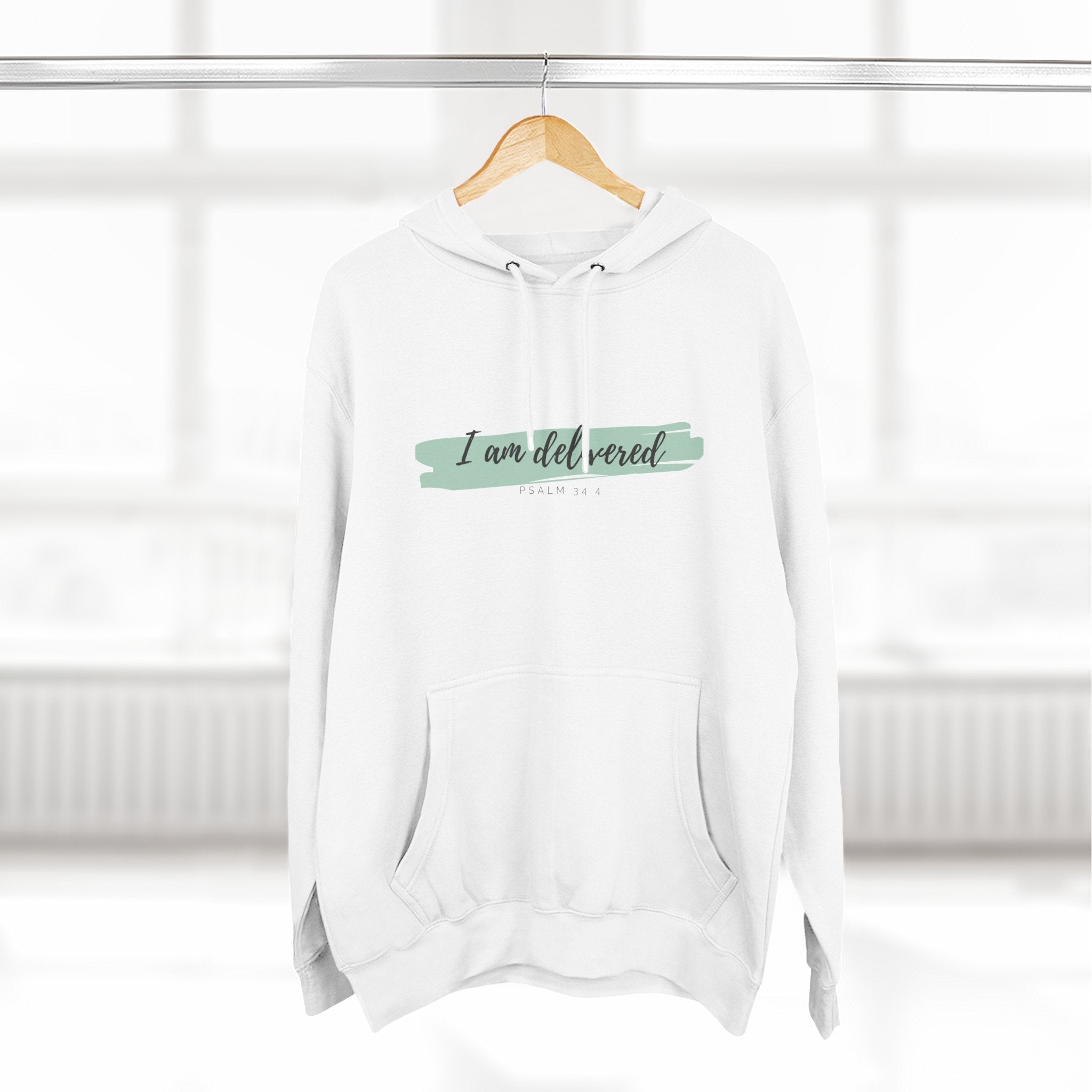 I Am Delivered Christian Hoodie — Psalm 34:4 Faith Hoodie | Inspirational Scripture Pullover | Unisex Christian Apparel