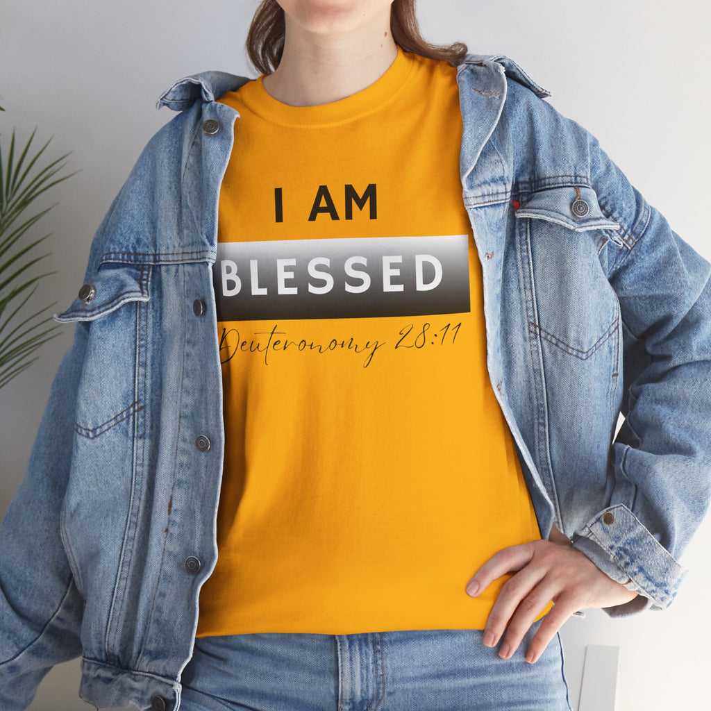 I Am Blessed Christian T-Shirt — Deuteronomy 28:11 Scripture Faith Tee