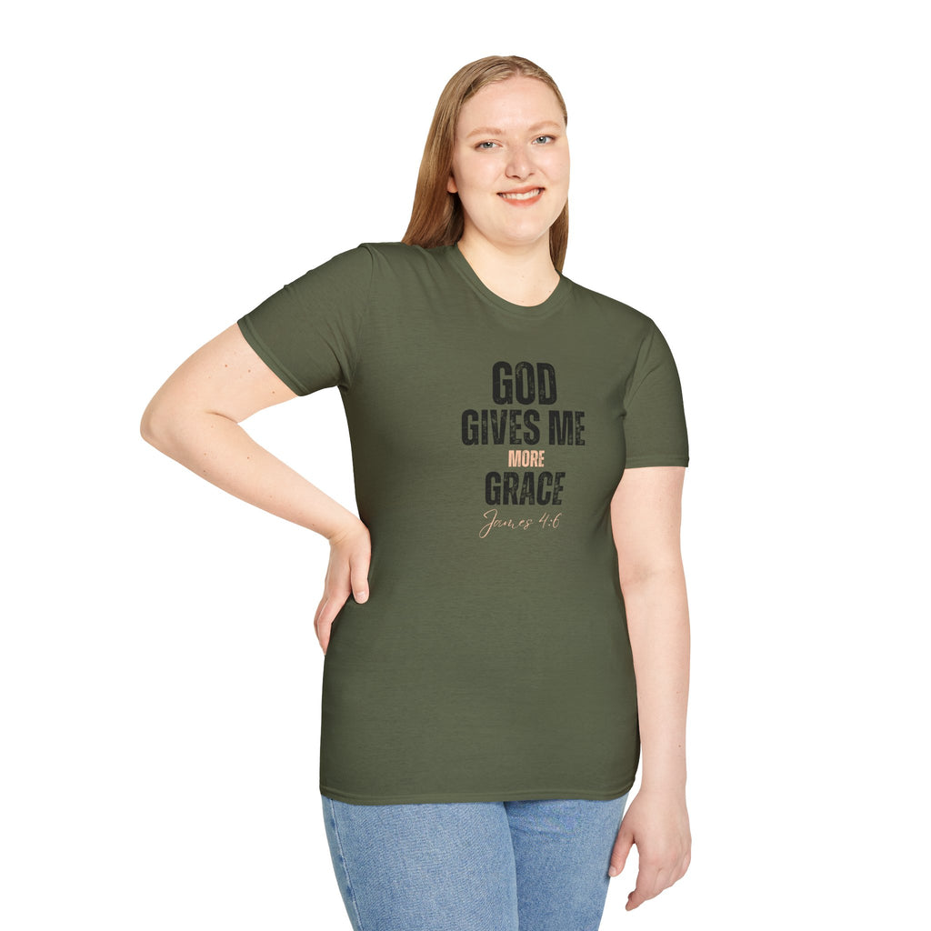 God Gives Me More Grace T-Shirt — James 4:6 Christian Scripture Tee