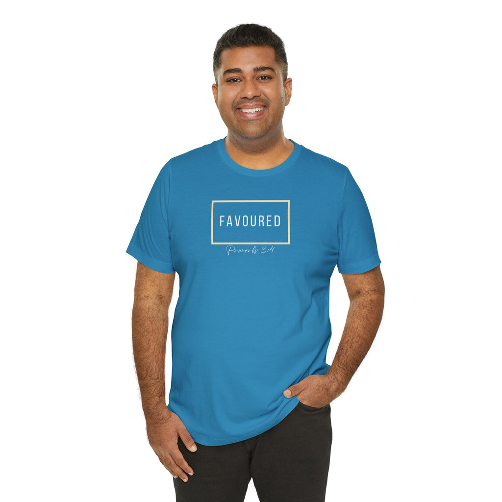 Favoured Christian T-Shirt – Proverbs 3:4 Scripture Tee | Faith-Based Unisex Shirt