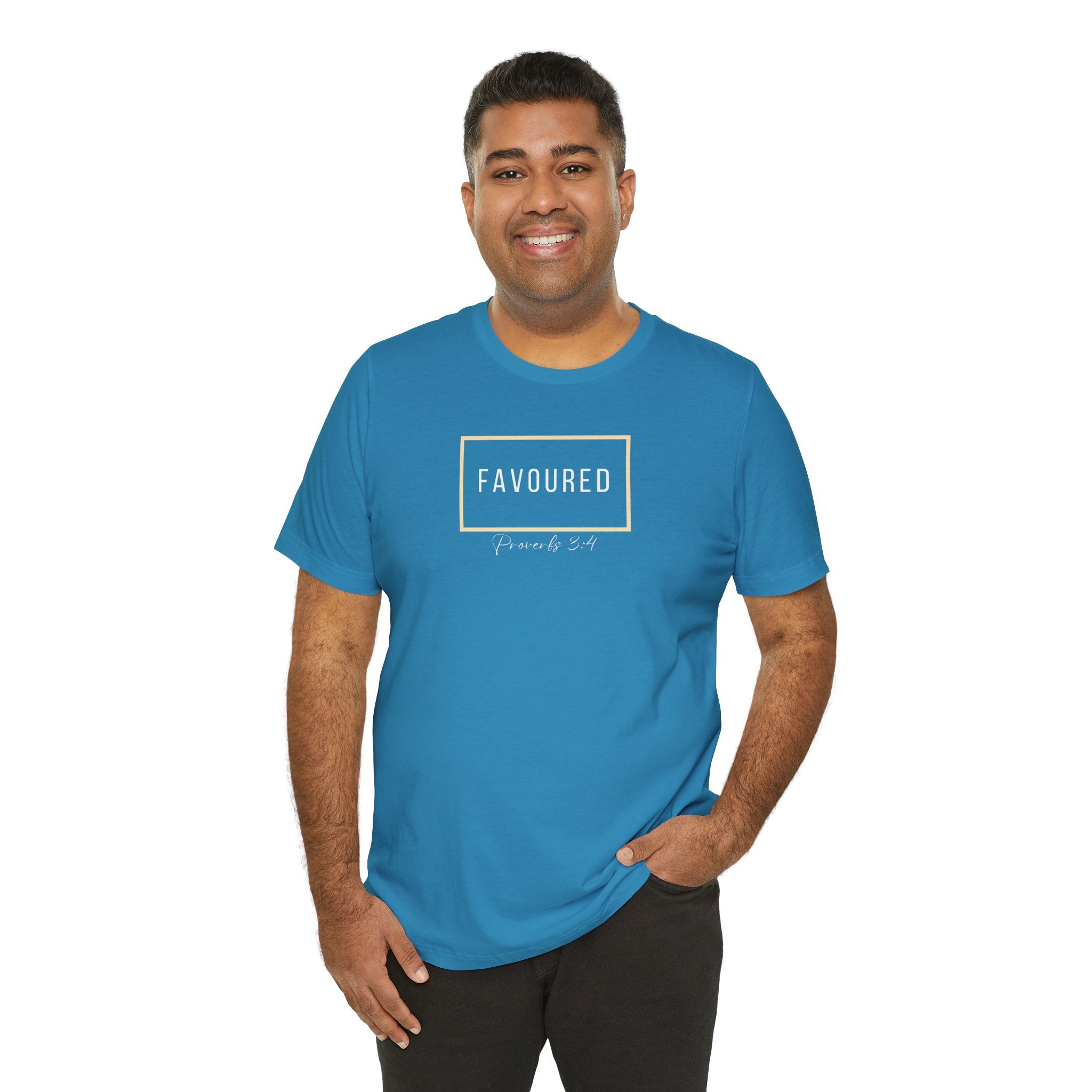 Favoured Christian T-Shirt – Proverbs 3:4 Scripture Tee | Faith-Based Unisex Shirt