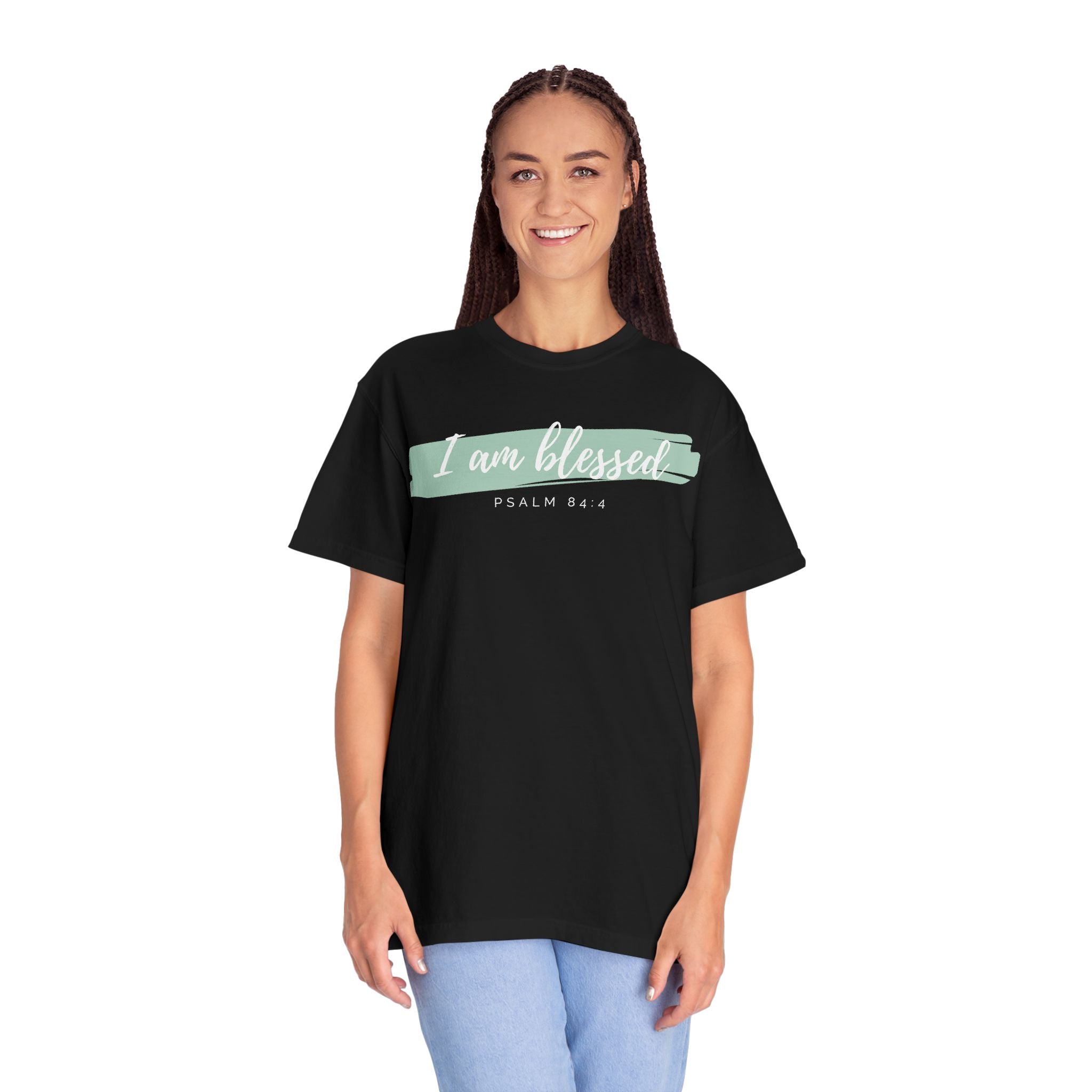 I Am Blessed Christian T-Shirt — Psalm 84:4 Scripture Tee | Garment-Dyed Faith Shirt